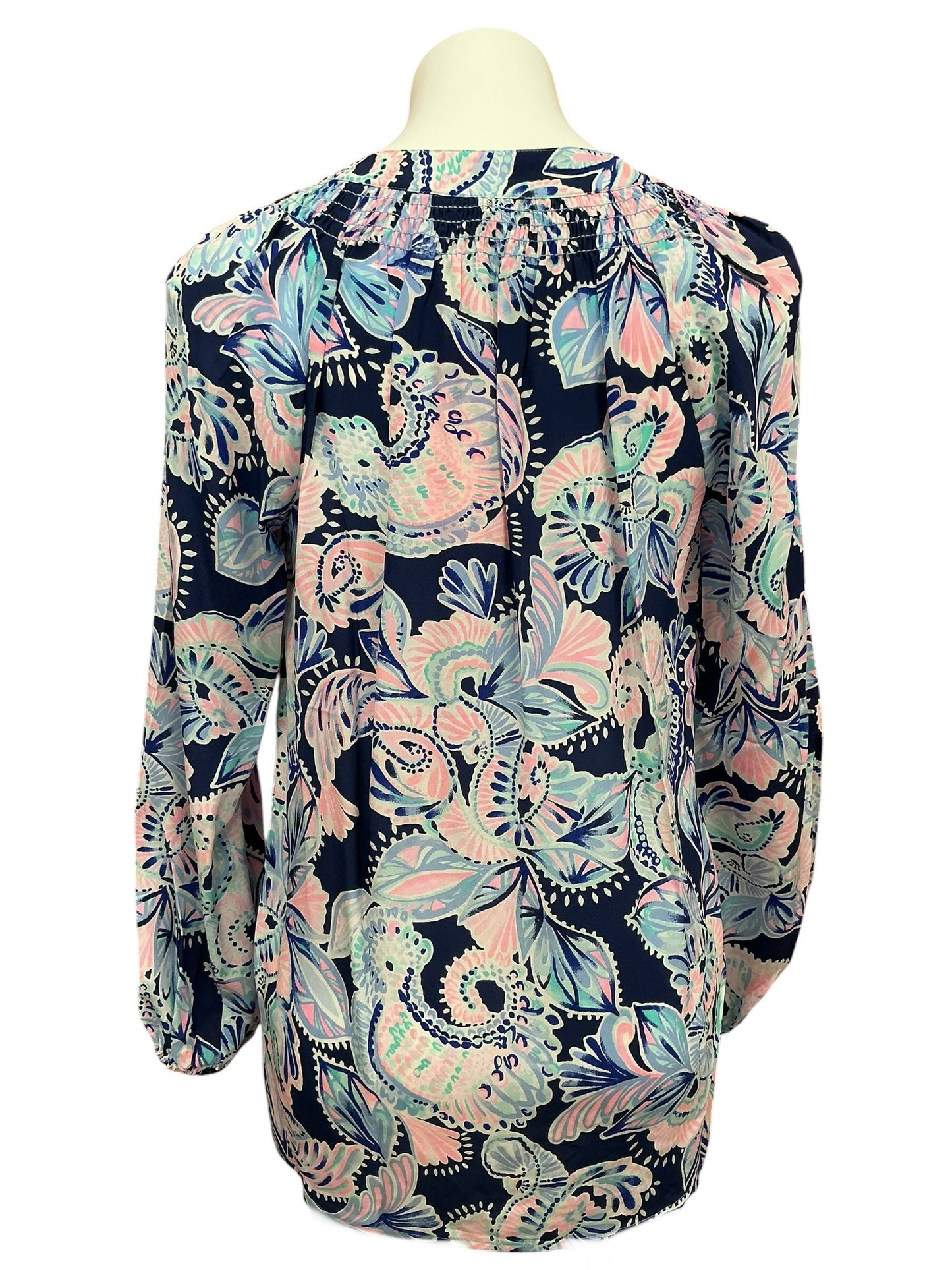 Lilly Pulitzer NWT Elsa Top High Tide Navy Holy Flockamolie - Size S