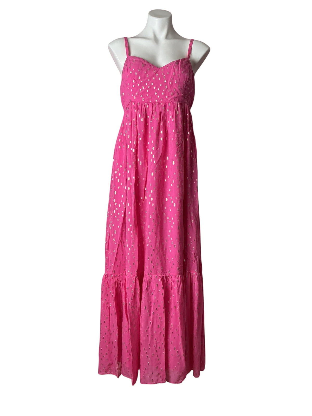 Lilly Pulitzer Hiedi Maxi Dress Aura Pink Viscose Metallic - Size 10