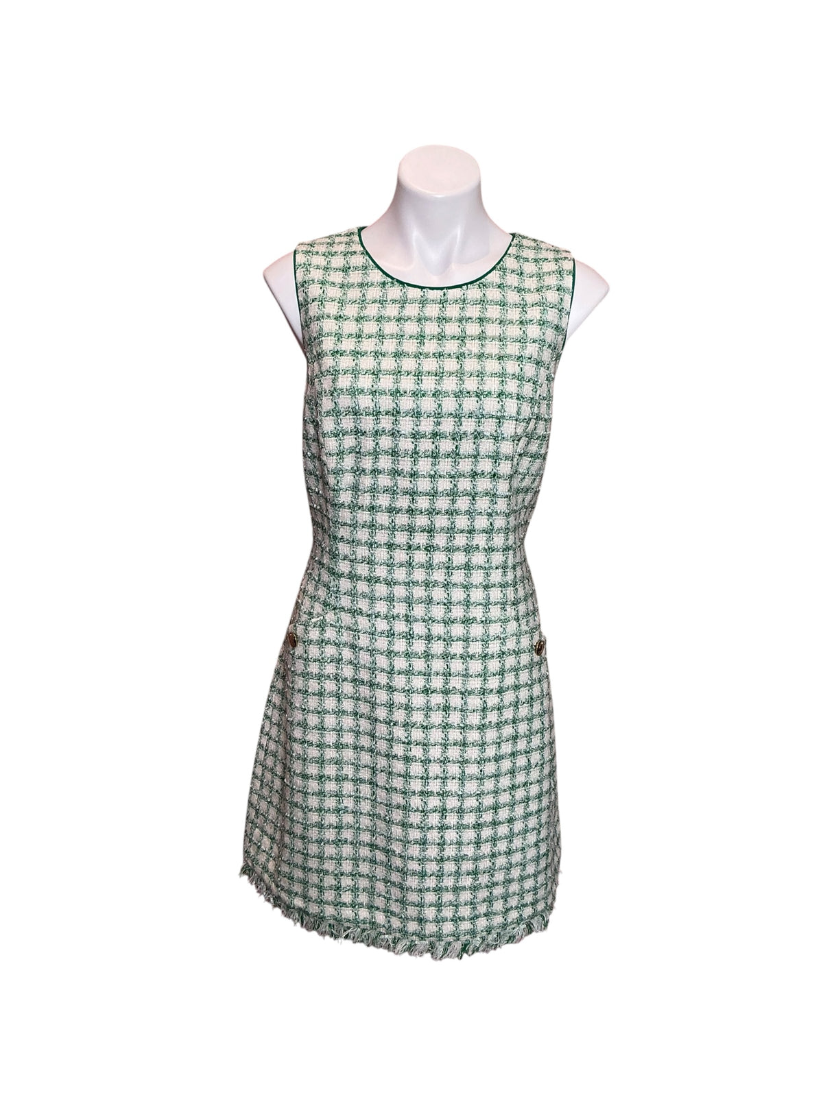 Lilly Pulitzer NWT Augustus Boucle Shift Dress Fiddle Leaf Green Windowpane Boucle - Size 14