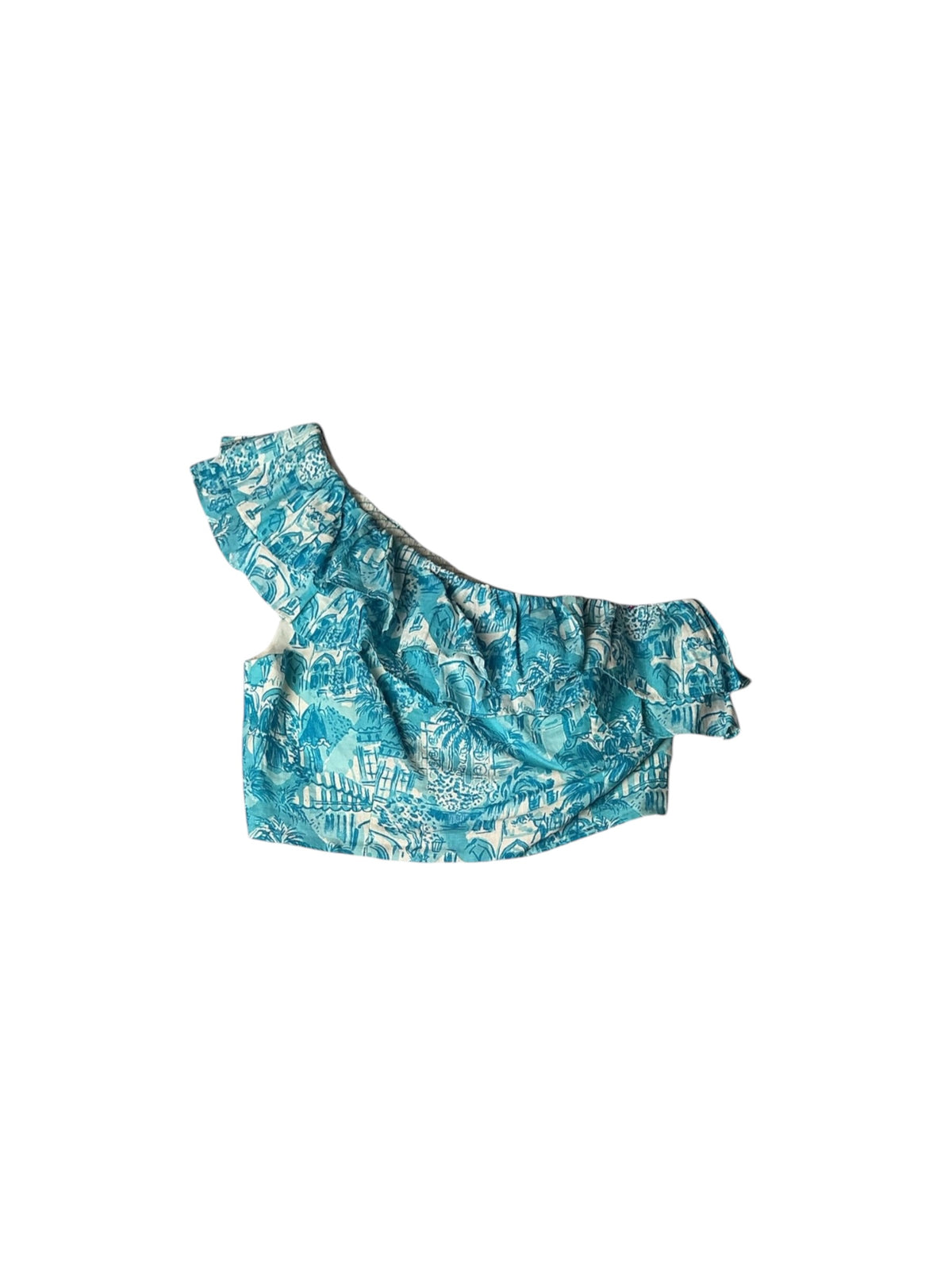 Lilly Pulitzer NWT Kasida Ruffle Top Amalfi Blue Sunny State Of Mind - Size 8