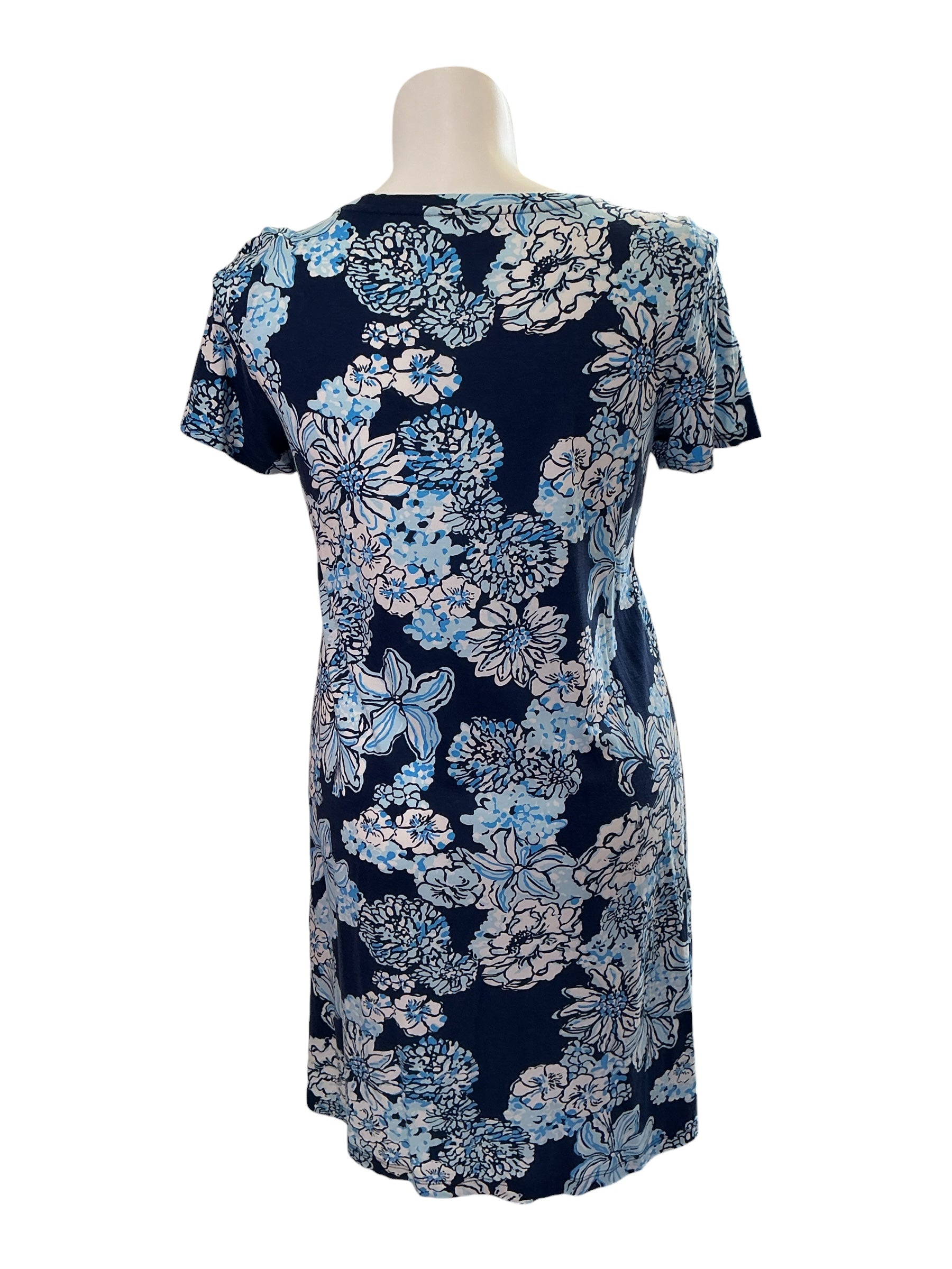 Lilly Pulitzer Cody Short Sleeve T-Shirt Dress - Low Tide Navy Bouquet All Day - Size L