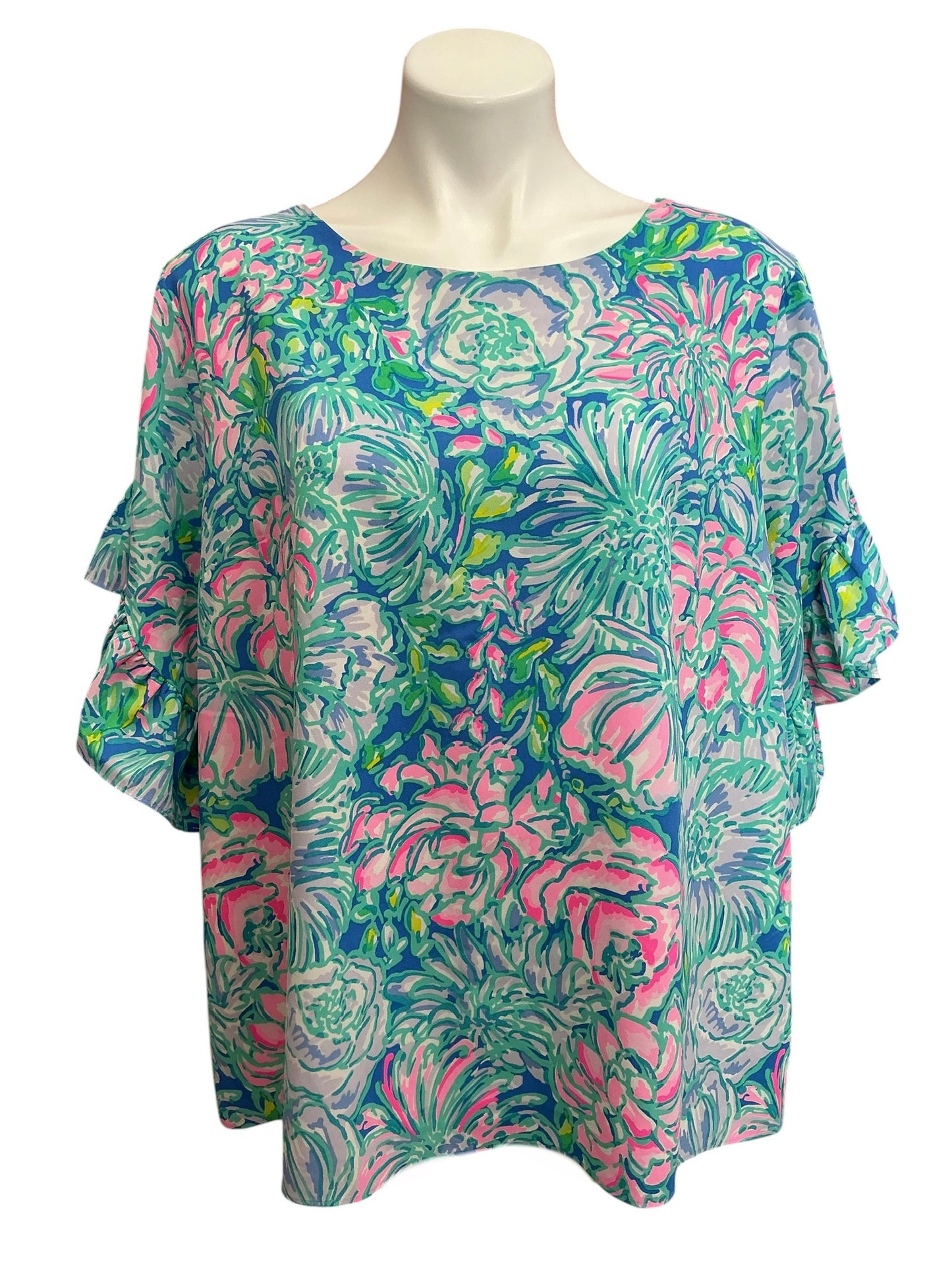 Lilly Pulitzer Darlah Top Soleil Pink Good Hare Day - Size XL