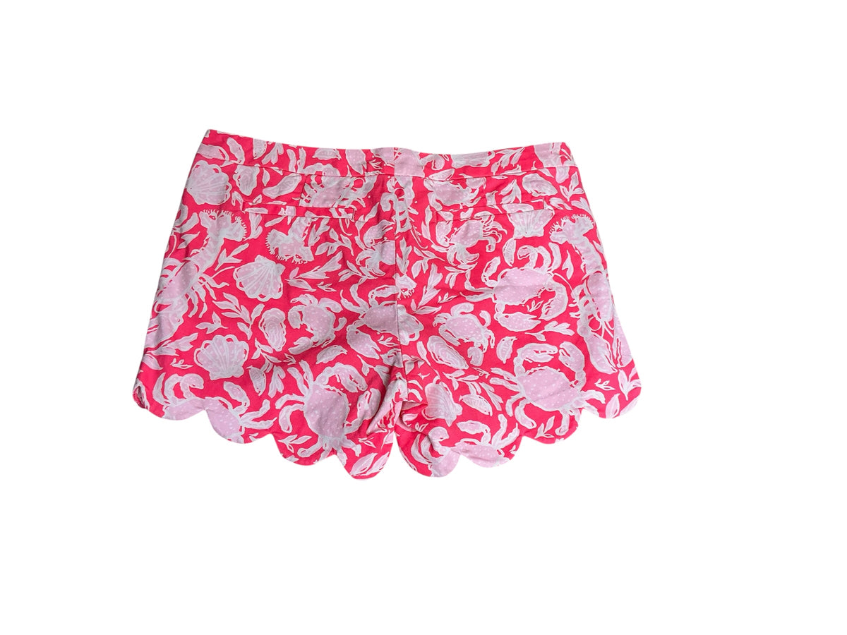 Lilly Pulitzer Buttercup Stretch Shorts Cane Coral Crab Collab - Size 8