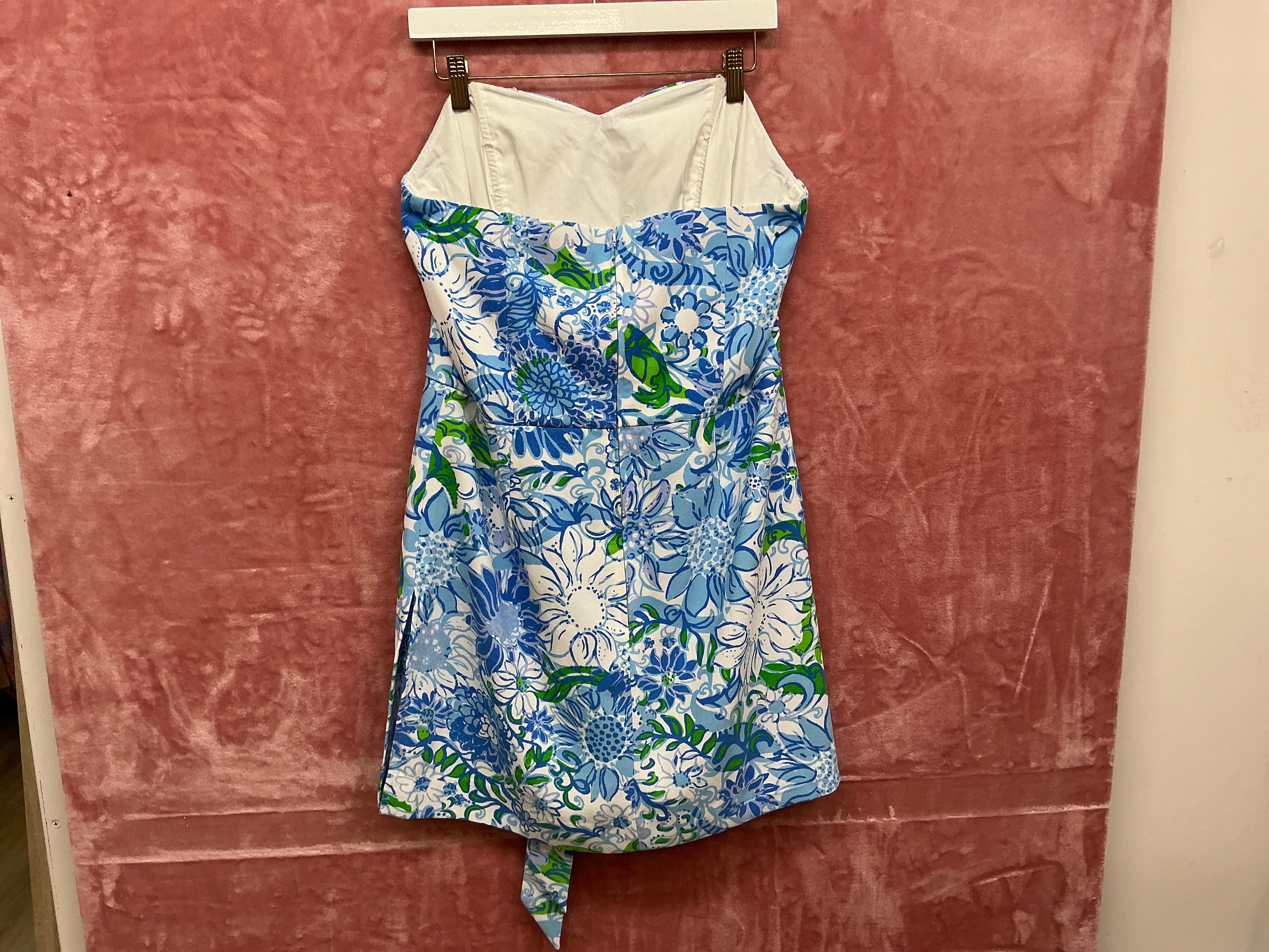 Lilly Pulitzer Kylostrapless Skirted Dress NWT, Frenchie Blue Suns Out, Size 12