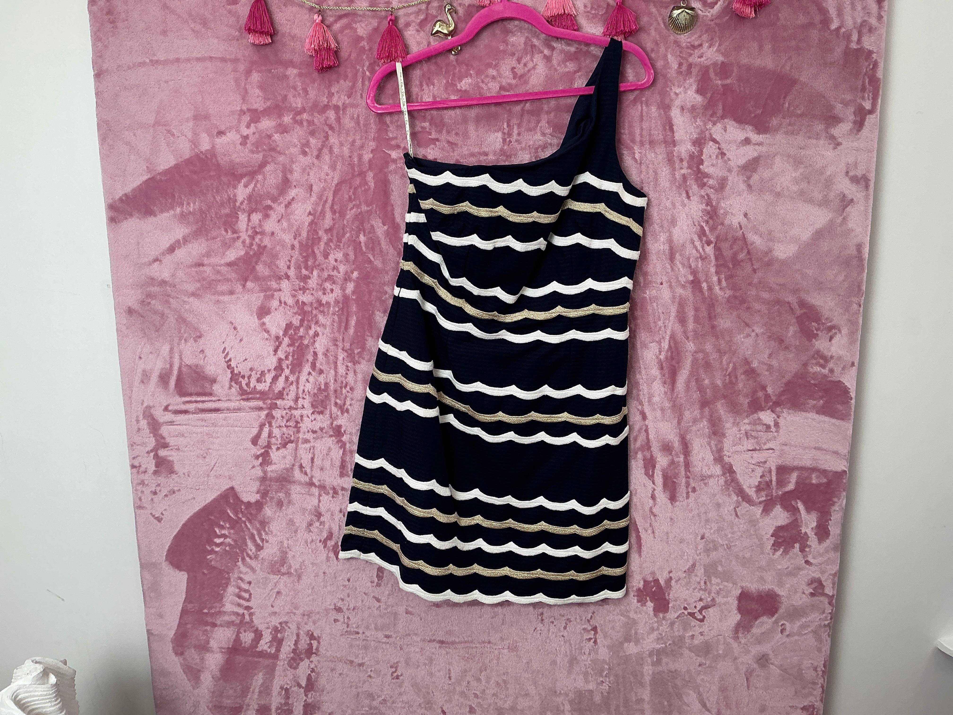 Lilly Pulitzer Dress NWT - Tylar Dress - True Navy - Scallopy Stripey - Size 12