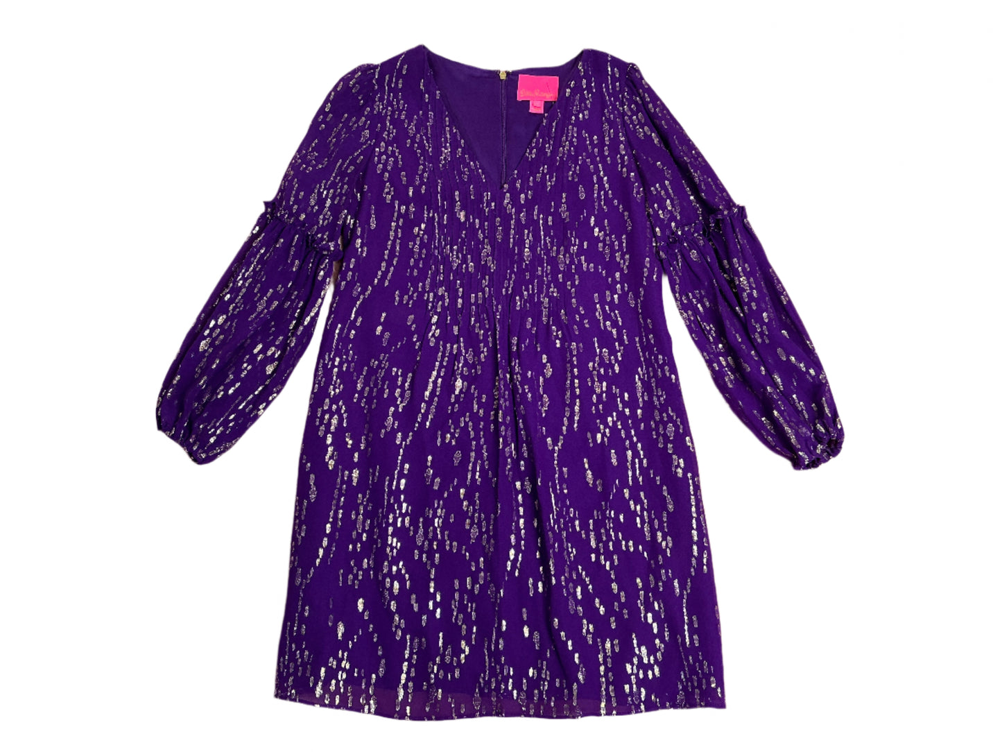Lilly Pulitzer Cleme Silk Dress - Purple Perry Chiffon Gold - Size - 2
