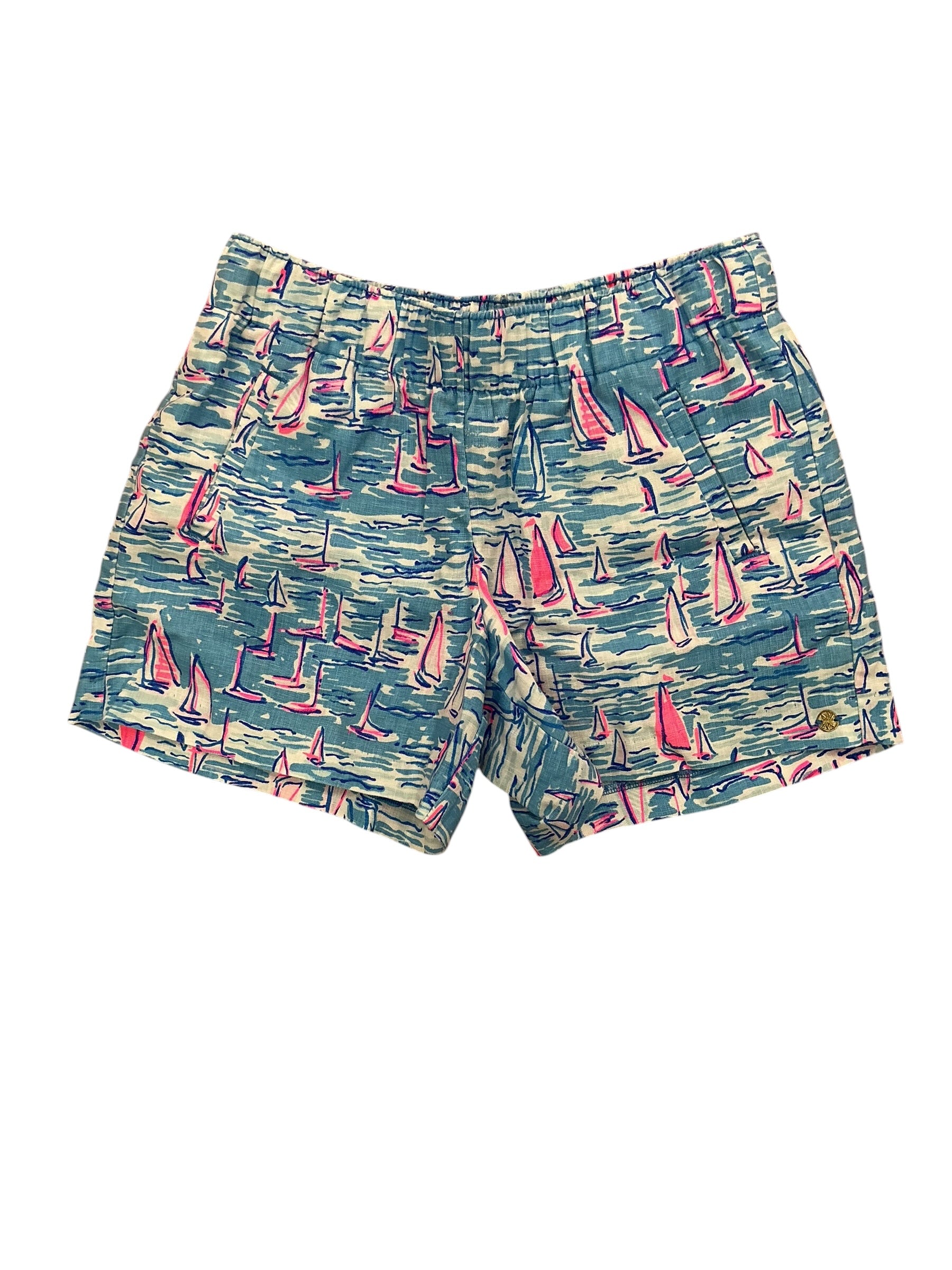 Lilly Pulitzer Lilo Linen Shorts Zanzibar Blue Boatylicious - Size XS