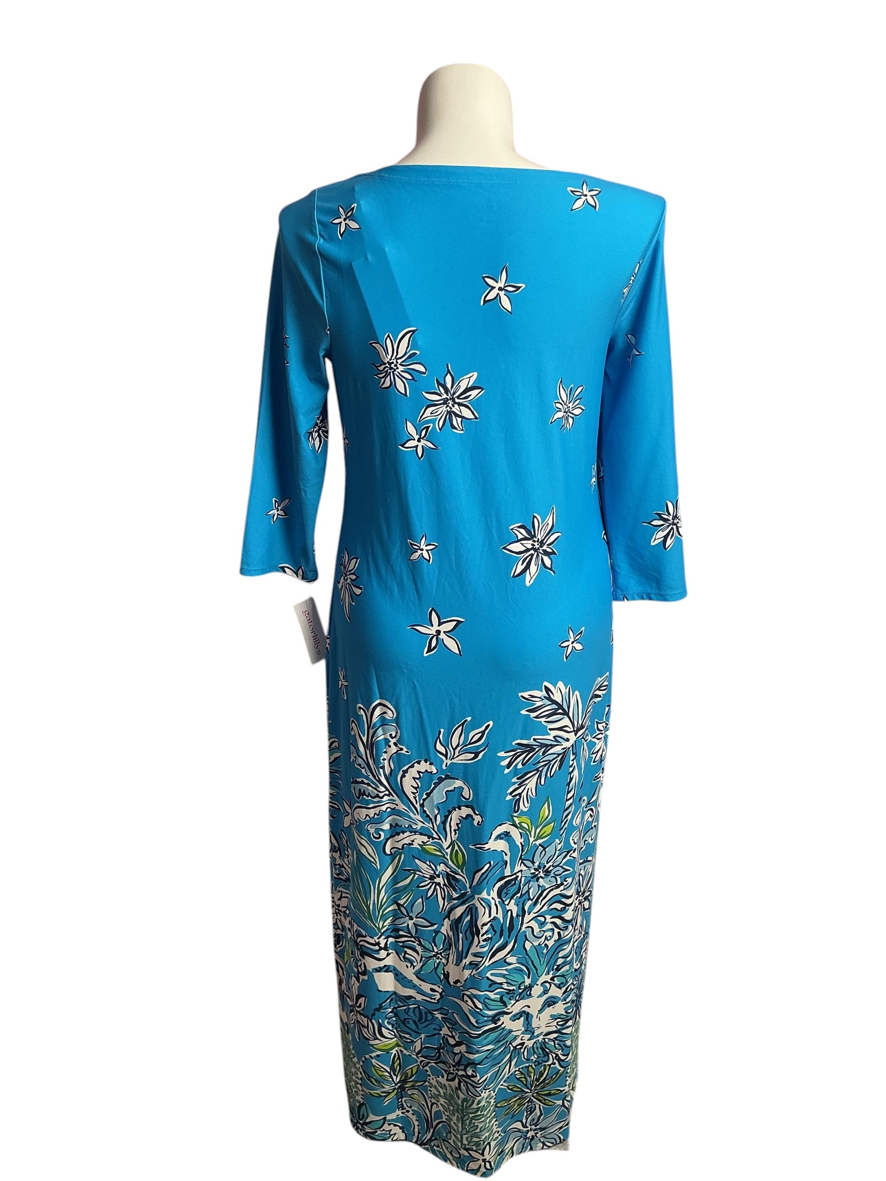 Lilly Pulitzer- NWT Seralina UPF 50+ Maxi Dress Tangier Teal Safari Social Chilly Lilly Size XL