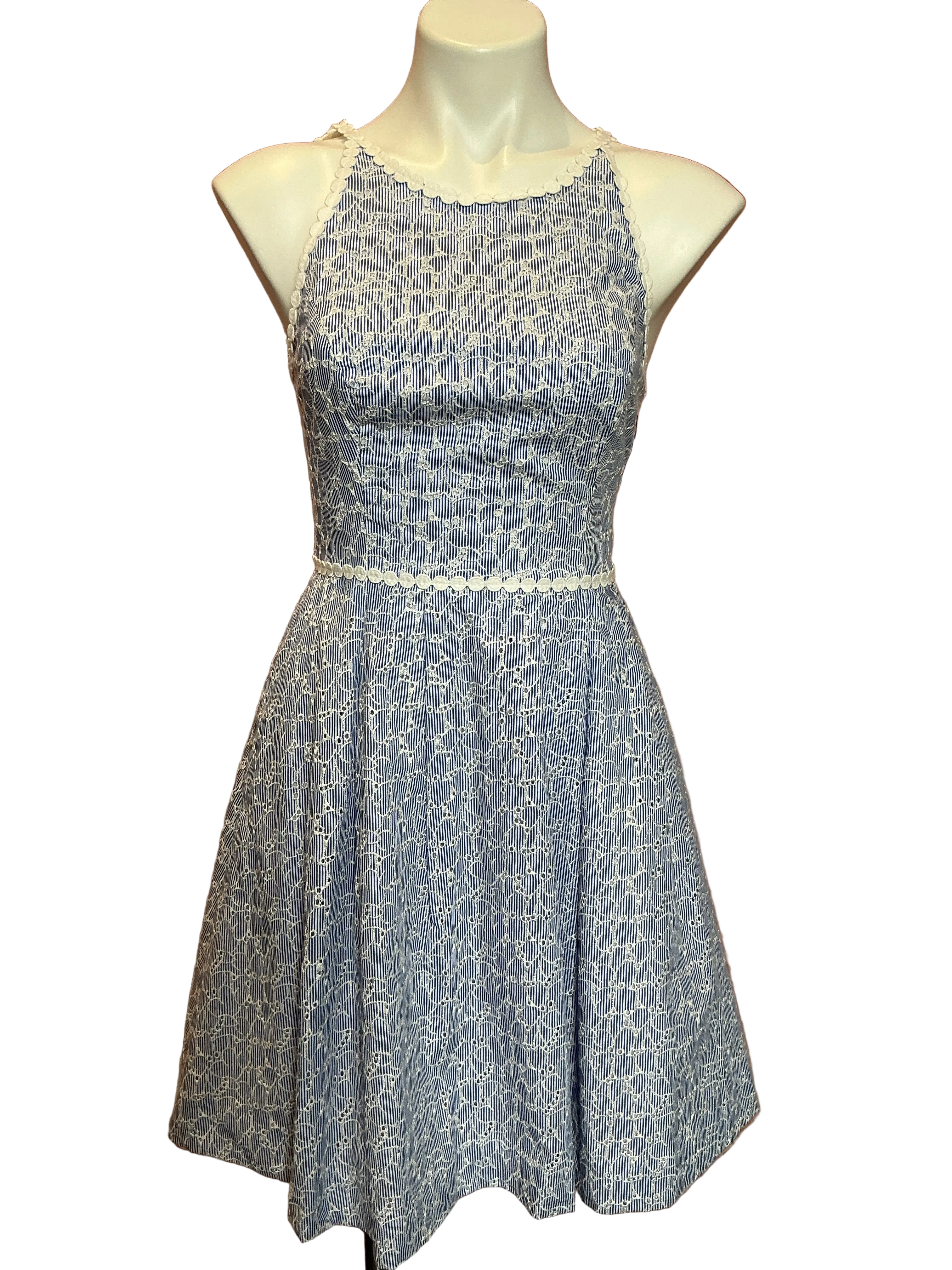 Lilly Pulitzer NWT Tori Dress Crew Blue Tint Floral Eyelet - Size 0