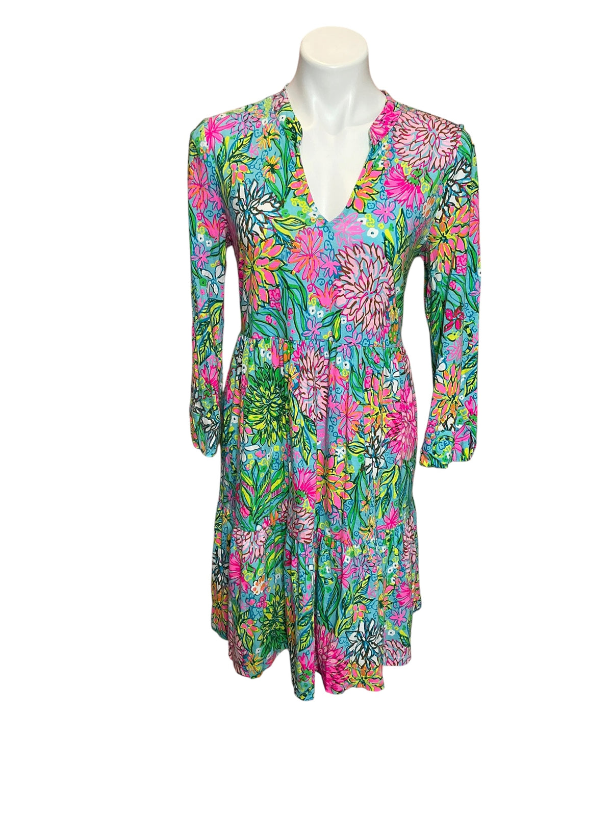 Lilly Pulitzer Alaina Swing Dress Blue Grotto Twilight Tropics - Size M