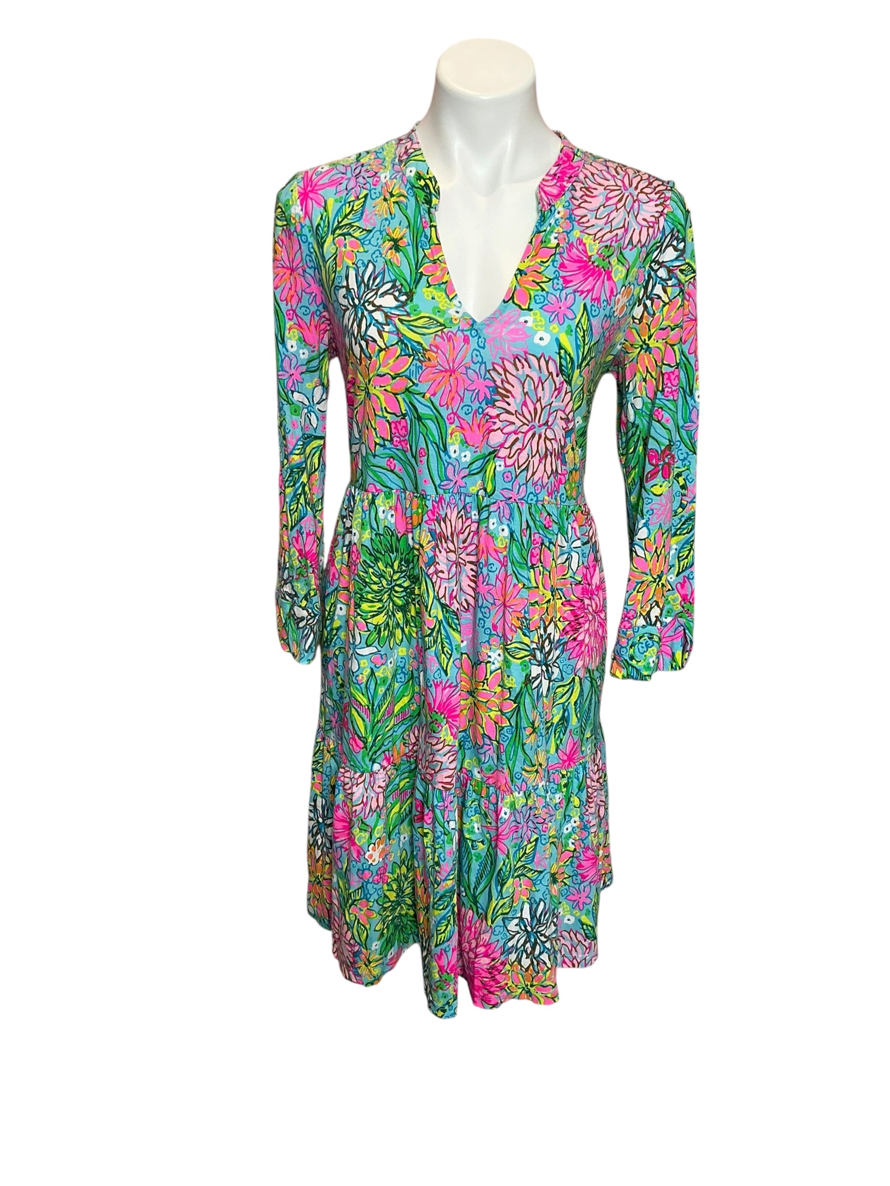 Lilly Pulitzer Alaina Swing Dress Blue Grotto Twilight Tropics - Size M