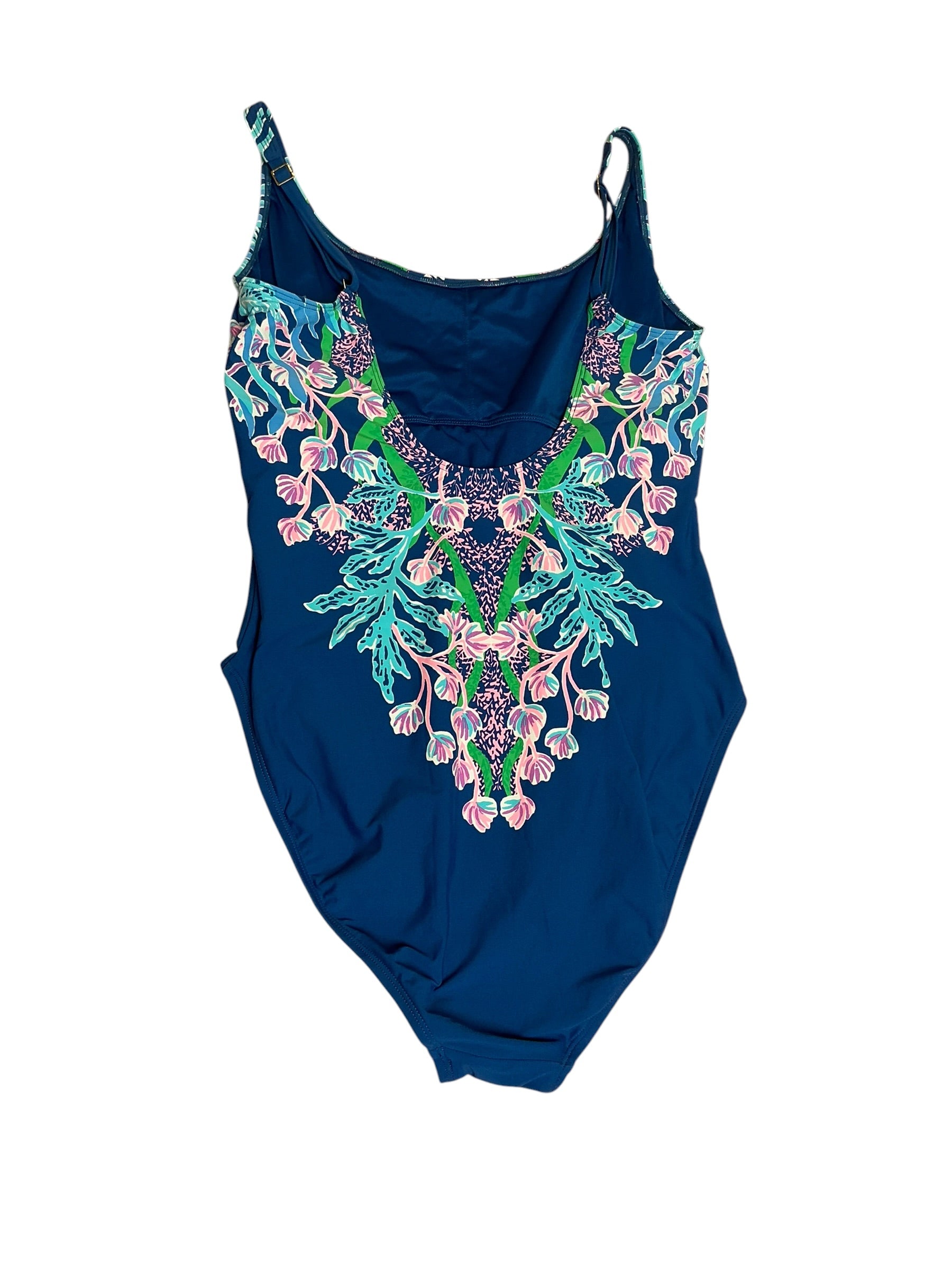 Lilly Pulitzer Brin Scoop Neck Swimsuit Seacret Escape Barton Blue - Size 12