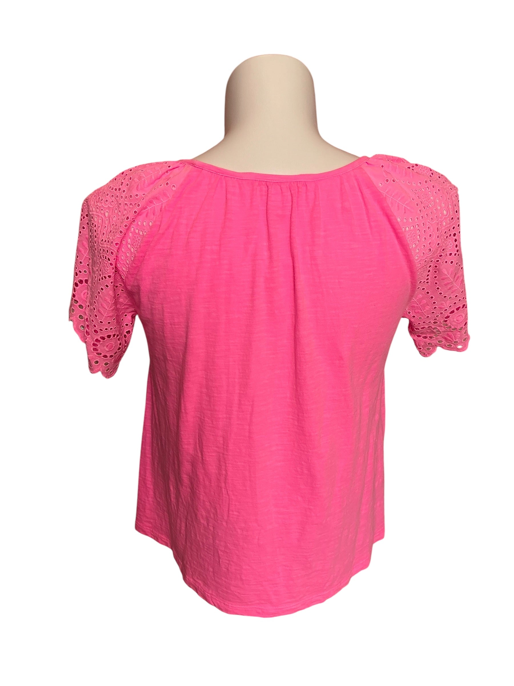 Lilly Pulitzer Taylinn Eyelet Knit Top Pink Shandy -Size S
