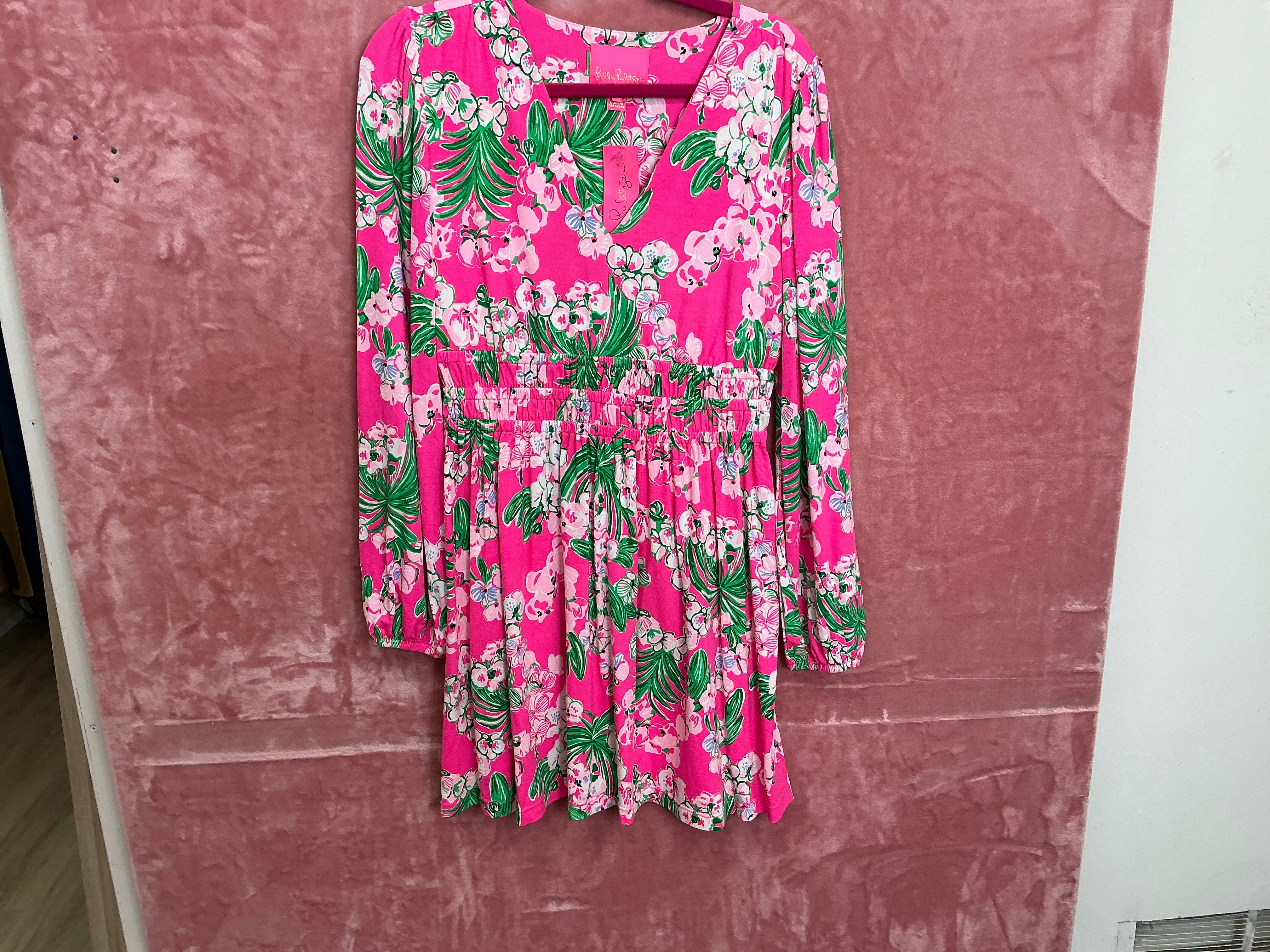 Lilly Pulitzer Calla Long Sleeve Dress NWT, Roxie Pink Worth A Look Size M