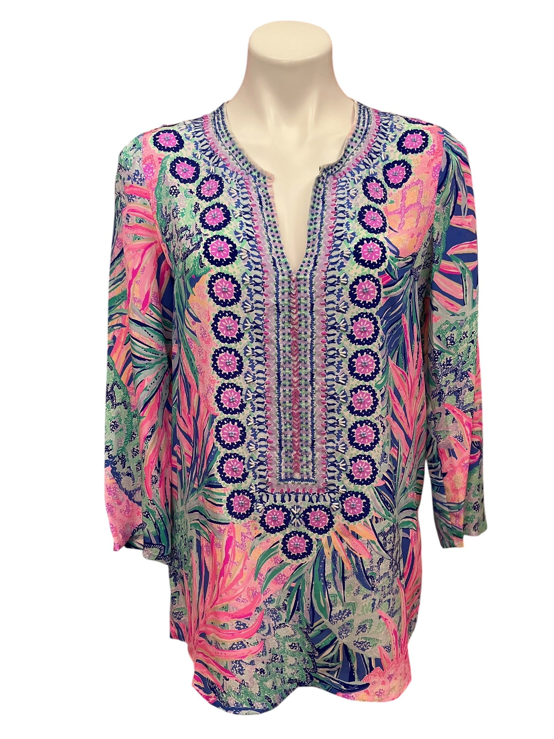 Lilly Pulitzer NWT Renato Dinner Tunic Top Multi Gypset Paradise - Size S