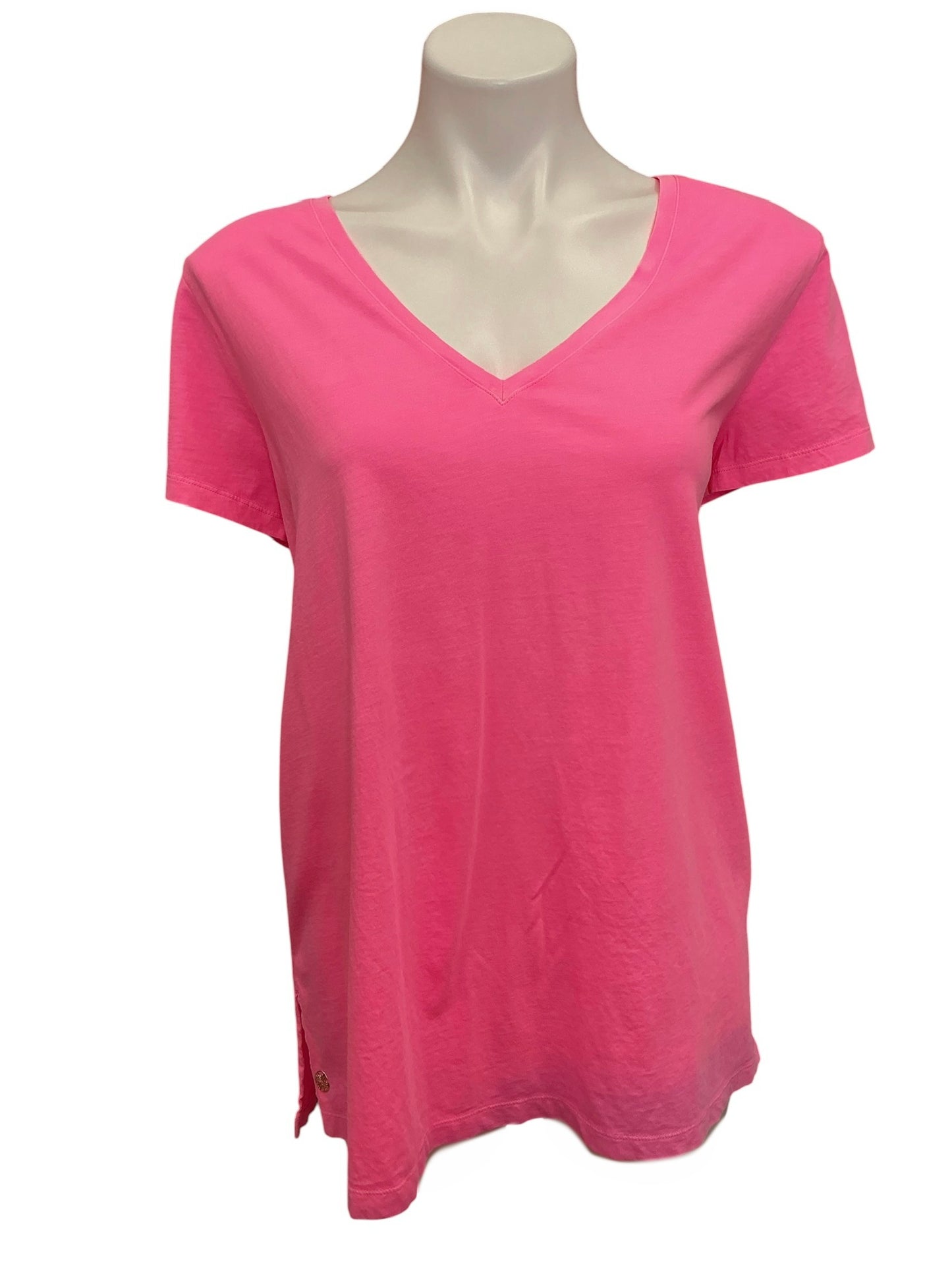 Lilly Pulitzer Etta V Neck Top Havana Pink - Size XL