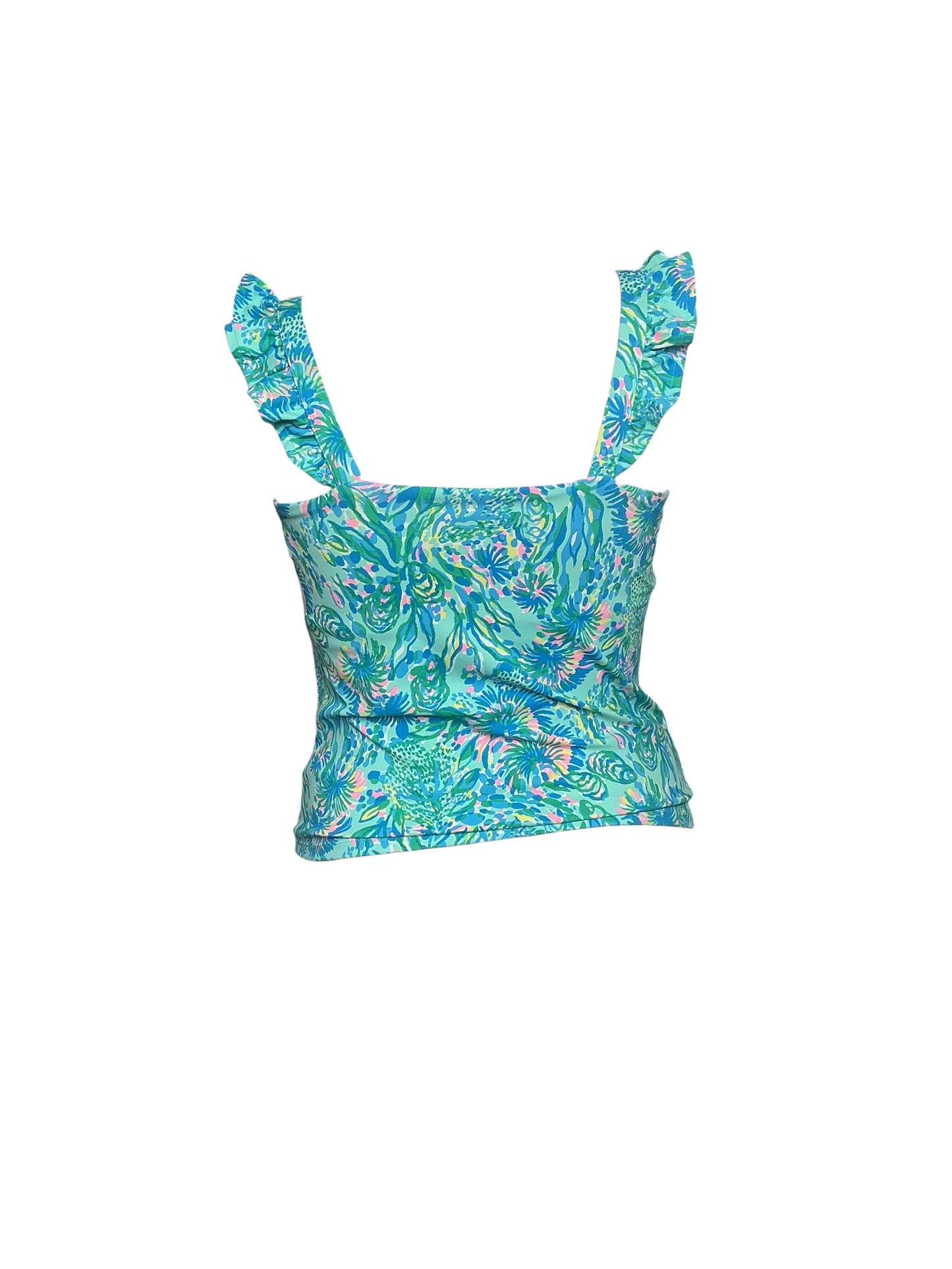 Lilly Pulitzer NWT Maribo Tank UPF 50+ - Surf Blue Coral Of The Story - Size L
