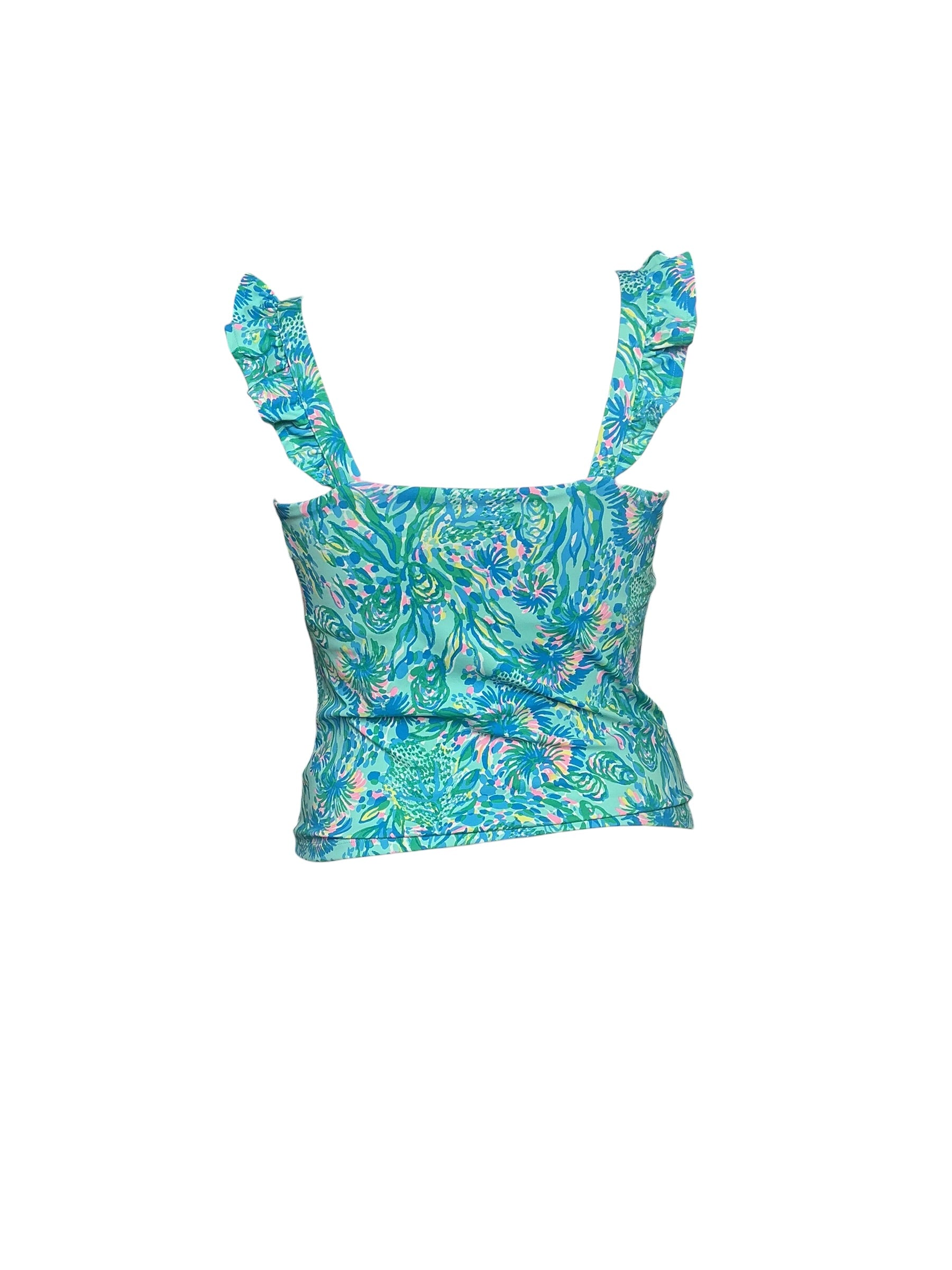 Lilly Pulitzer NWT Maribo Tank UPF 50+ - Surf Blue Coral Of The Story - Size L