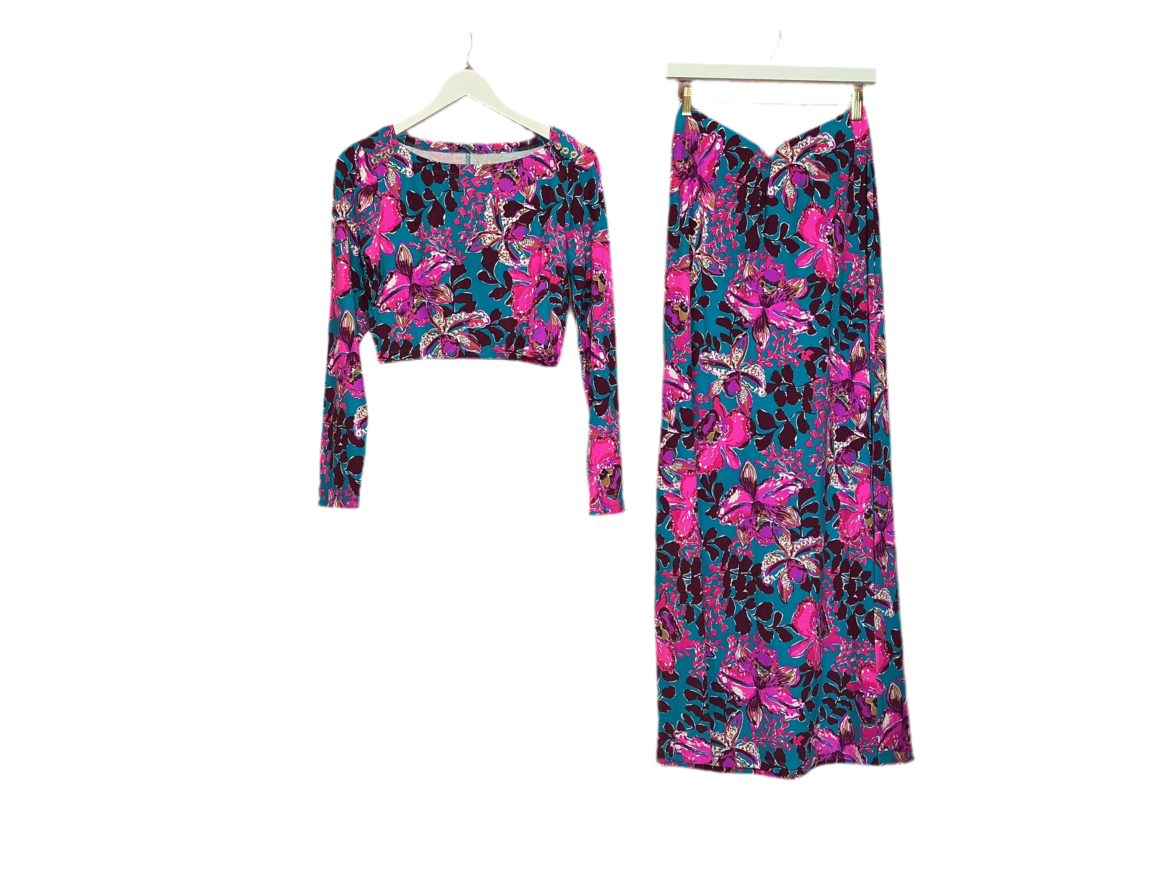 Lilly Pulitzer NWT Nessi Maxi Set Blue Rhapsody Orchid You Not - Size M
