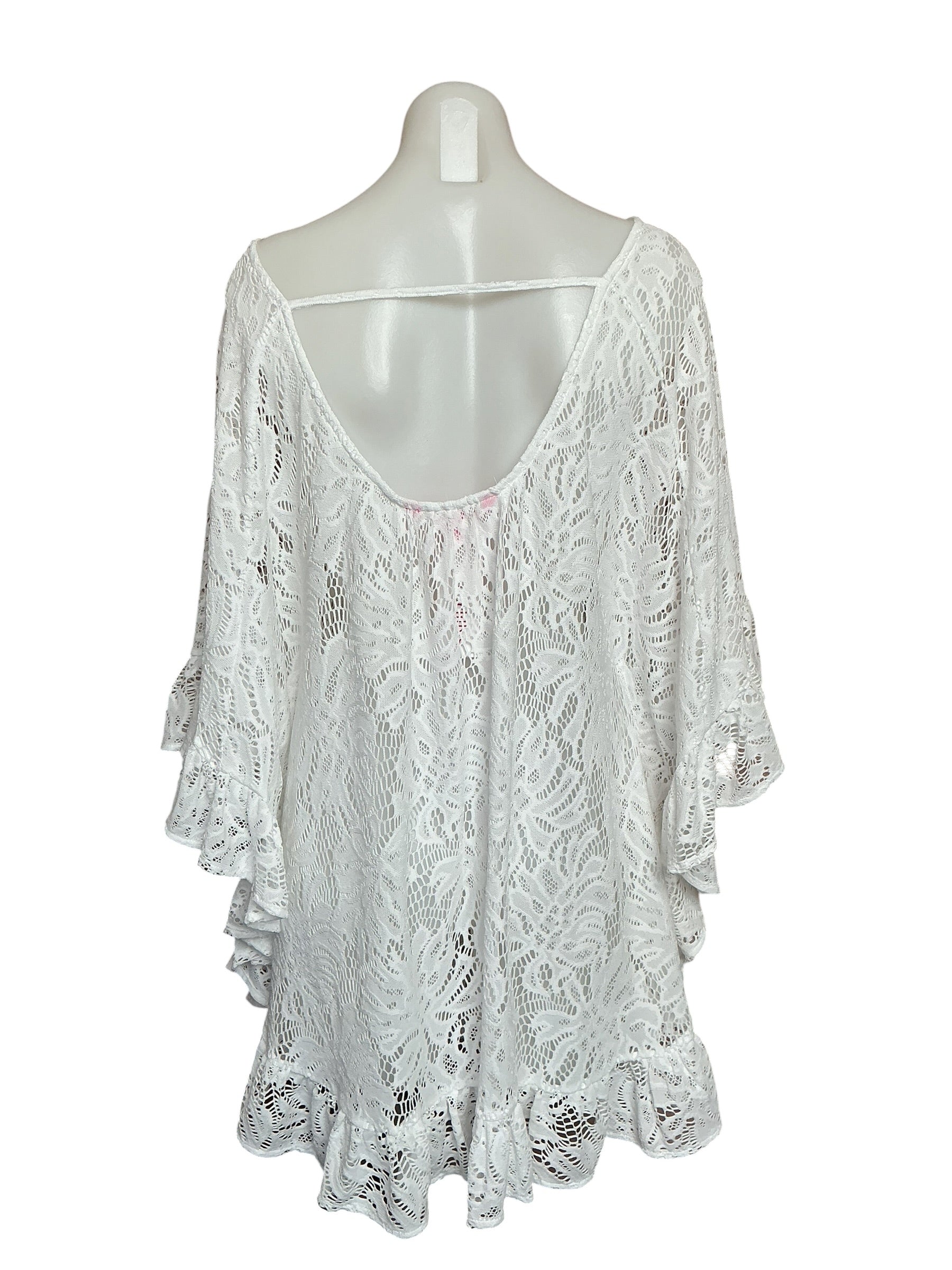 Lilly Pulitzer Atley Ruffle Cover Up - Resort White Paradise Found Lace - Size S/M