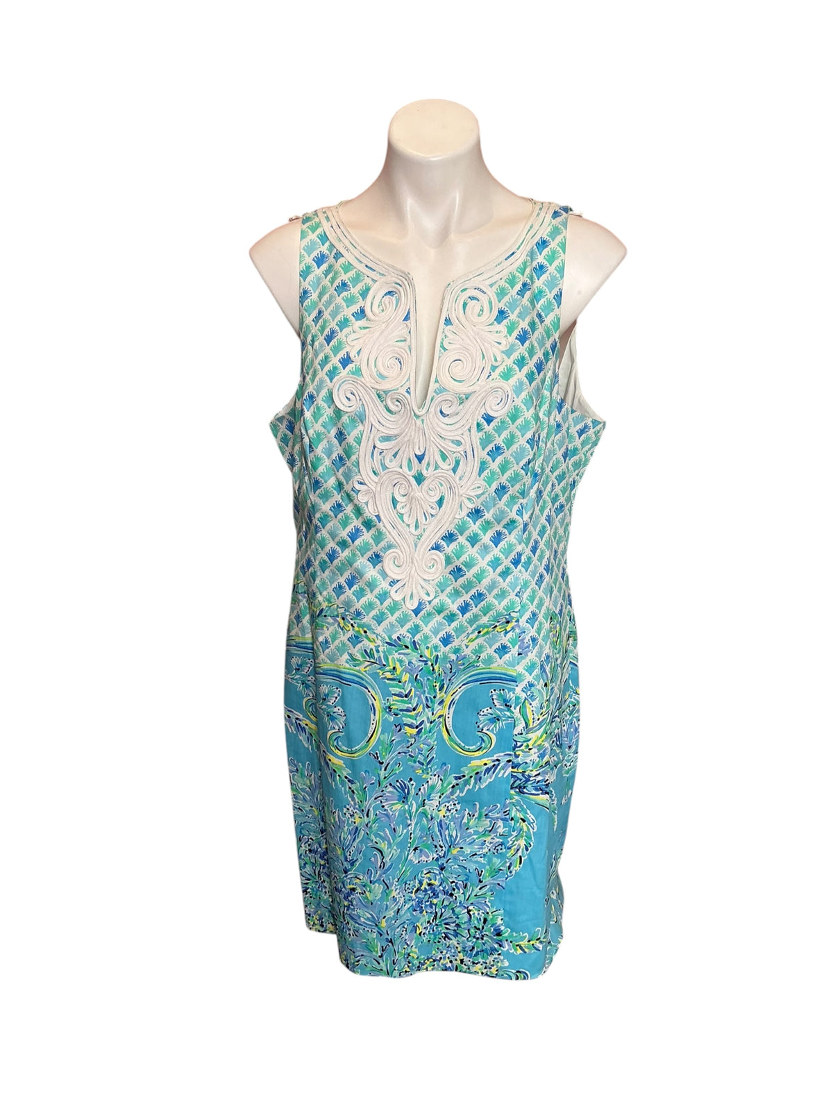Lilly Pulitzer NWT Gabby Stretch Shift Bondi Blue Scuba Doo Engineered Shift Dress - Size 16