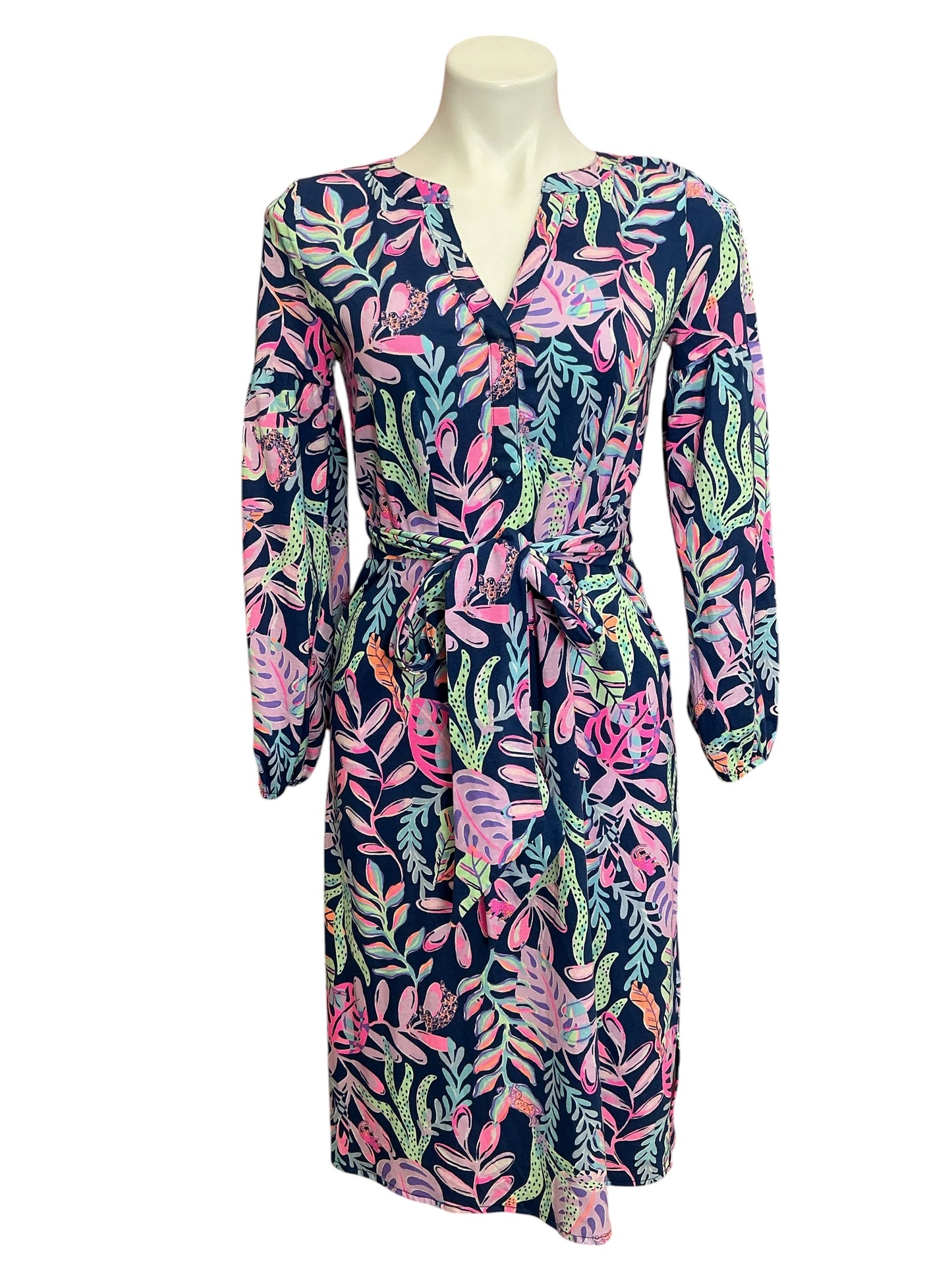 Lilly Pulitzer NWT Kierna Knee Length Dress Oyster Bay Navy You’ve Been Spotted - Size S