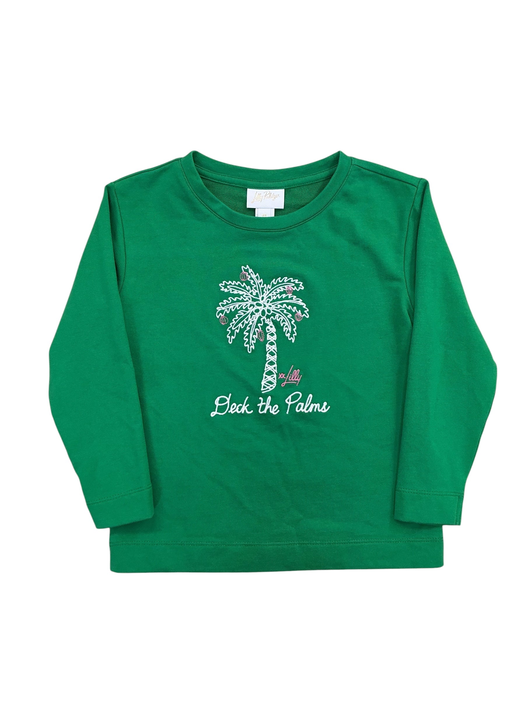 Lilly Pulitzer NWT Girls Kids Mini Ballad Sweatshirt Multi Deck The Palms Embroidered - Size XS