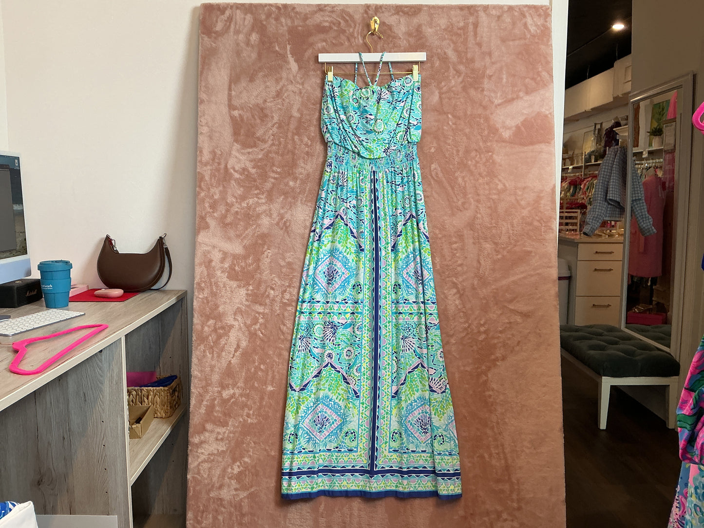 Lilly Pulitzer NWT Marine Maxi Dress Blue Ibiza Open Water Engineered Maxi - Size S