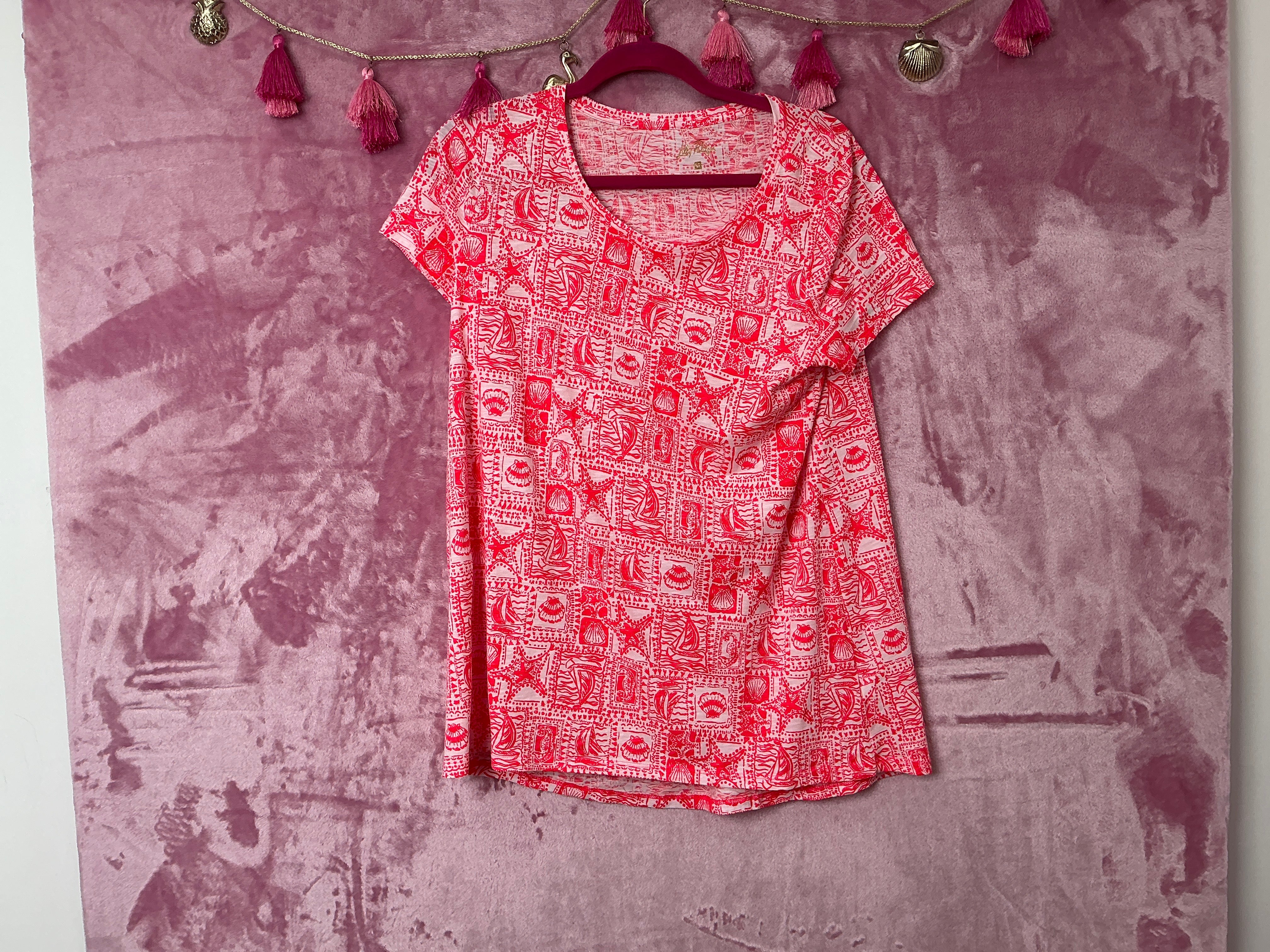 Lilly Pulitzer NWT Etta Scoop-Neck Mizner Red Seaside Harbour - Size M