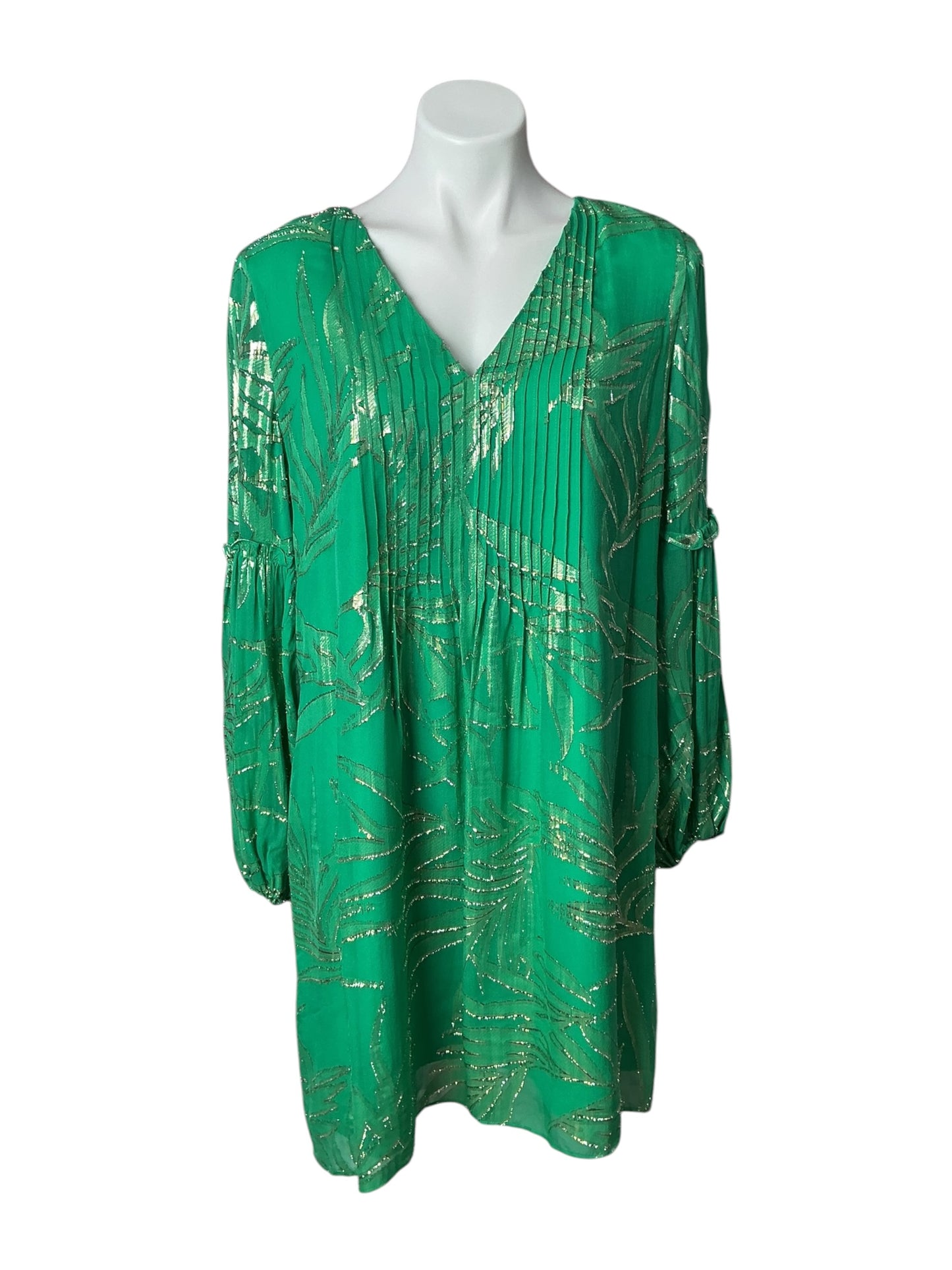 Lilly Pulitzer Cleme Silk Dress Botanical Green Palm Leaf - Size 12