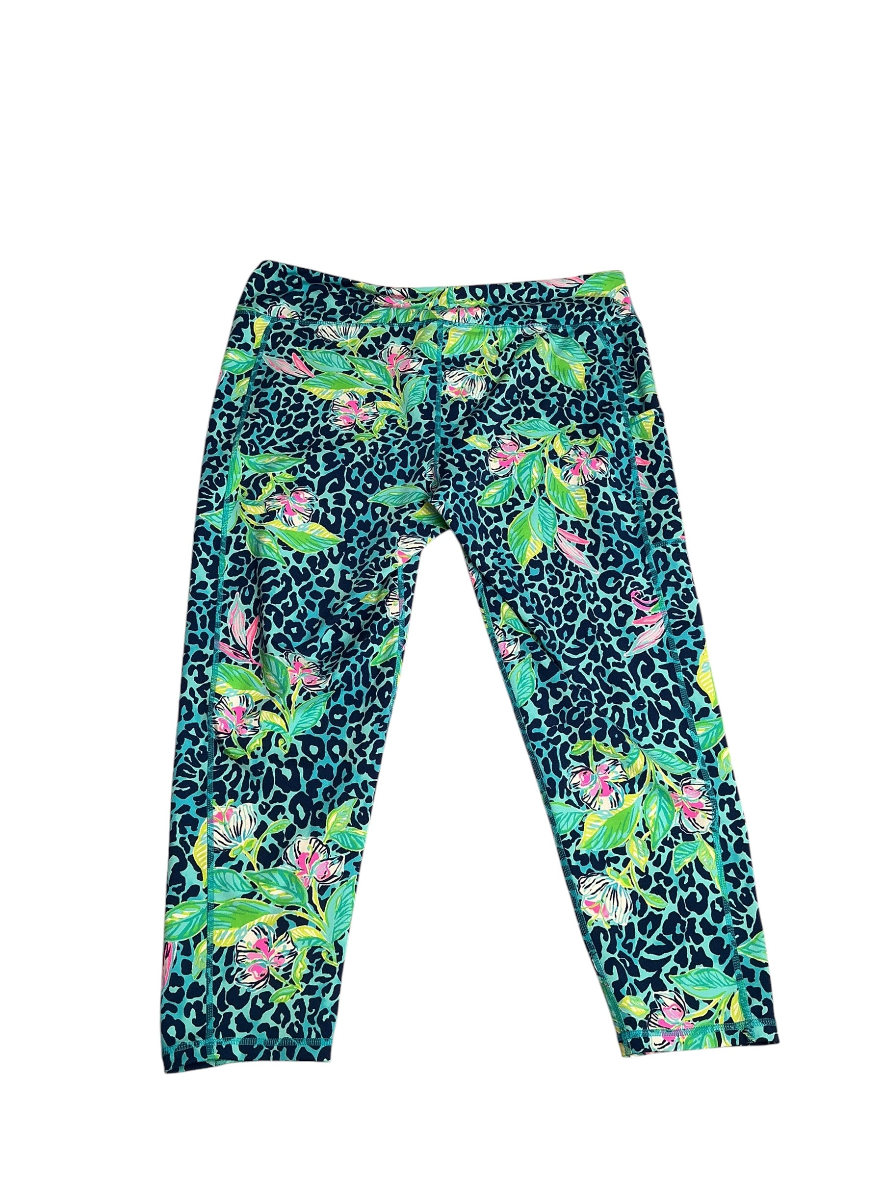 Lilly Pulitzer- Luxletic Weekender High Rise Midi Legging Formentera Turquoise Hot On The Spot Size XXL
