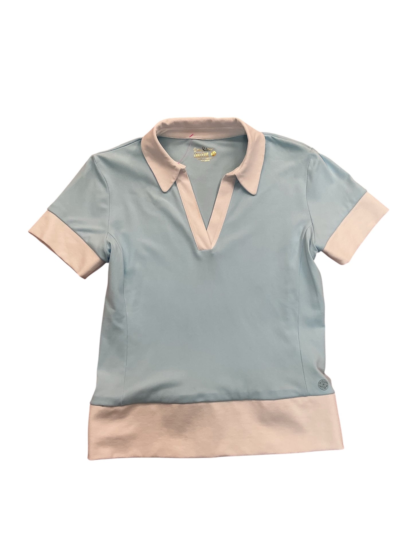 Lilly Pulitzer Luxletic Frida Scallop Polo Top Fresh Water Blue - Size M