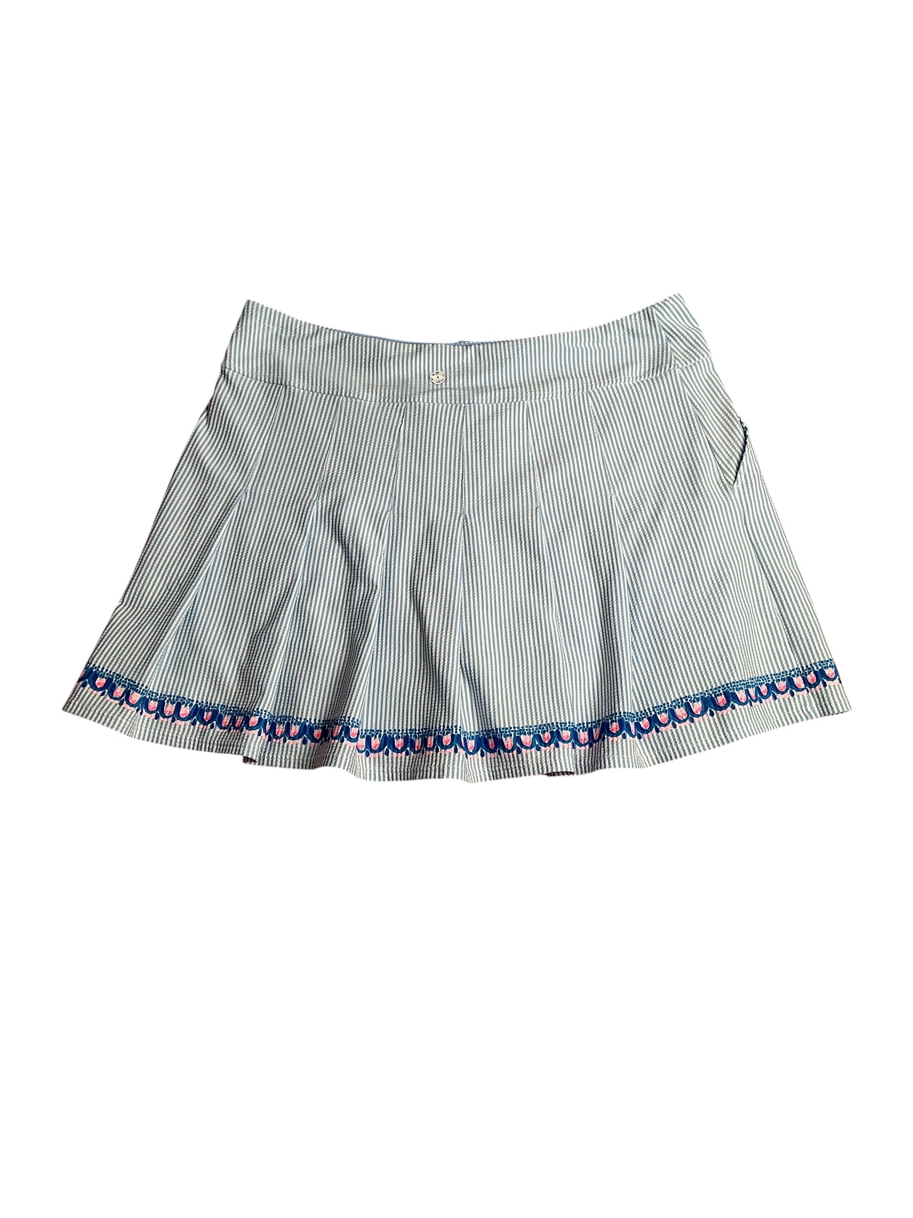 Lilly Pulitzer- Luxletic Priska Skort Blue Peri Performance Seersucker Size 16