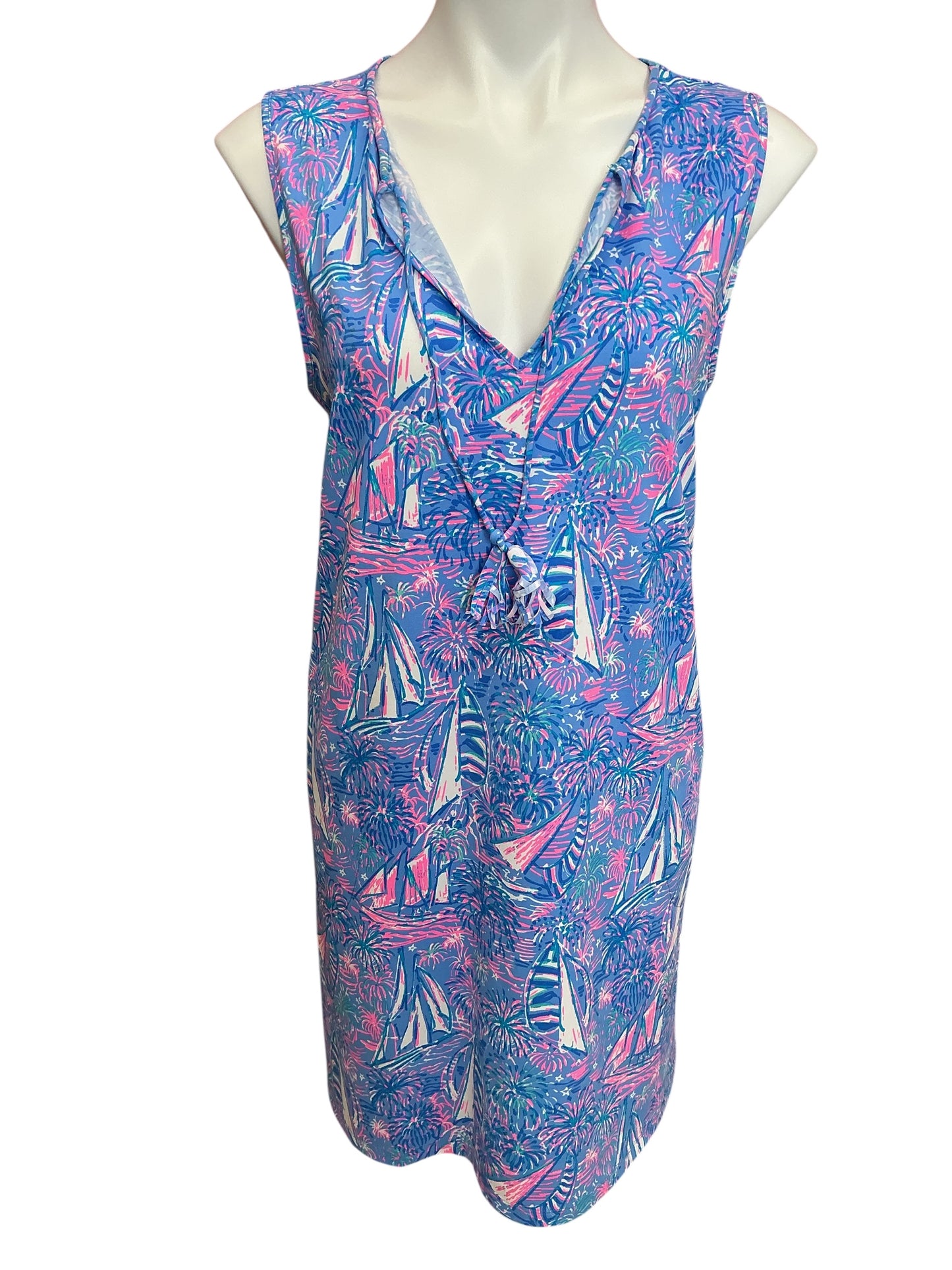 Lilly Pulitzer Johanna Cover-Up Dress Boca Blue It’s A Sailabration- Size L