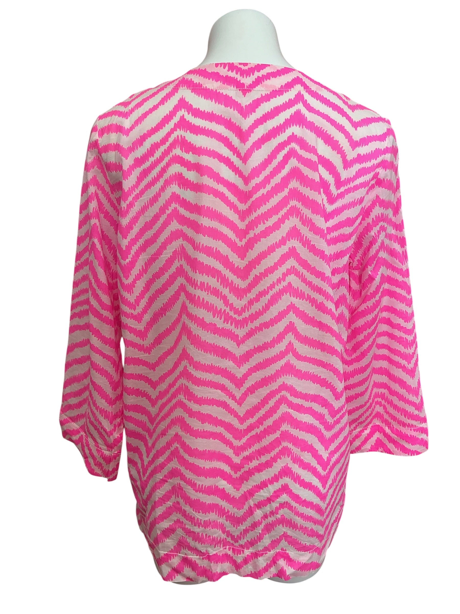 Lilly Pulitzer Amelia Tunic Top Pink Zebron Stripes - Size L