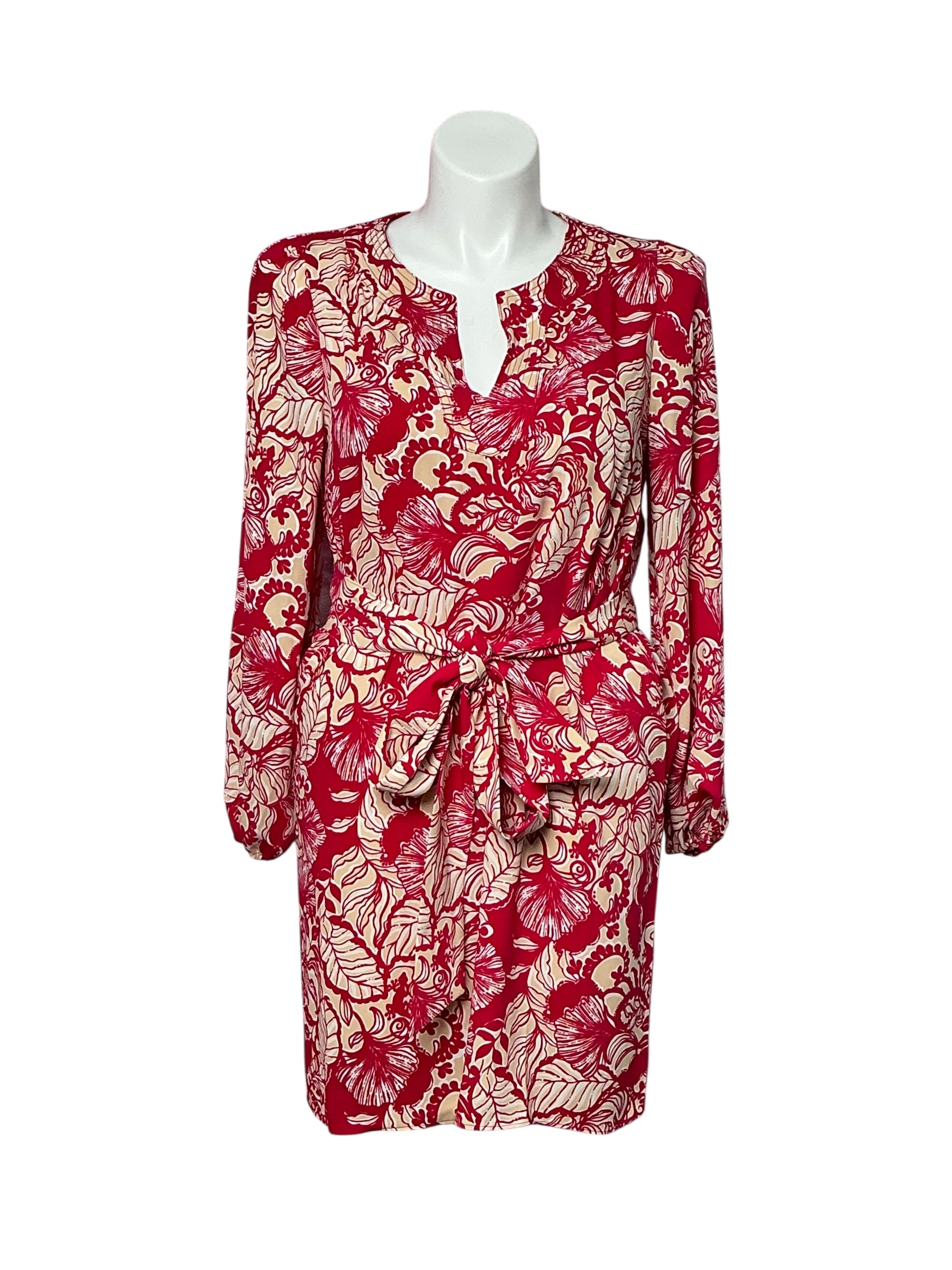Lilly Pulitzer Olivine Dress - Poinsettia Red Island Vibes - Size 12