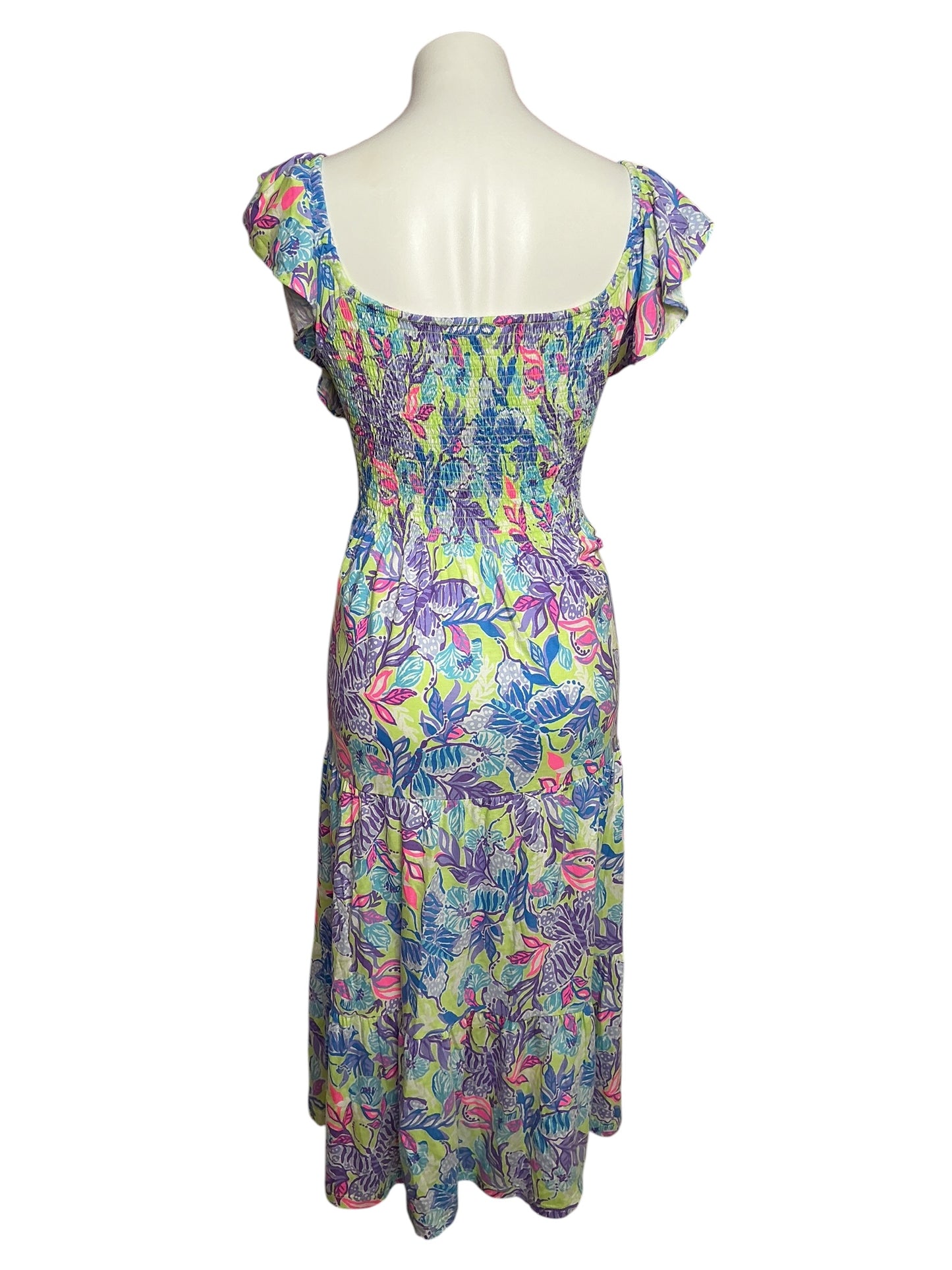 Lilly Pulitzer Jilly Smocked Midi Dress Dew Drop Stay Fly - Size XL