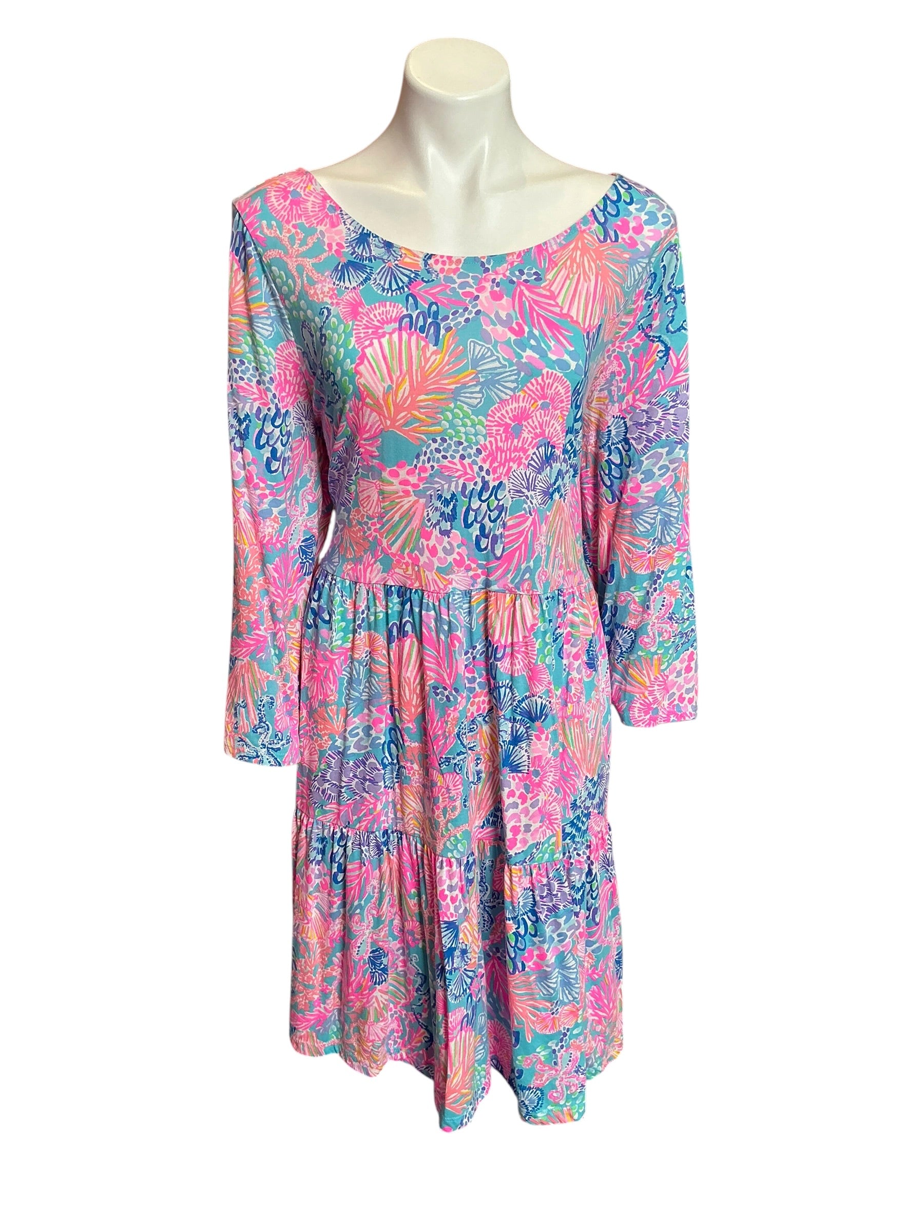 Lilly Pulitzer Geanna 3/4-Sleeve Swing Dress Splendor in the Sand - Size XXL