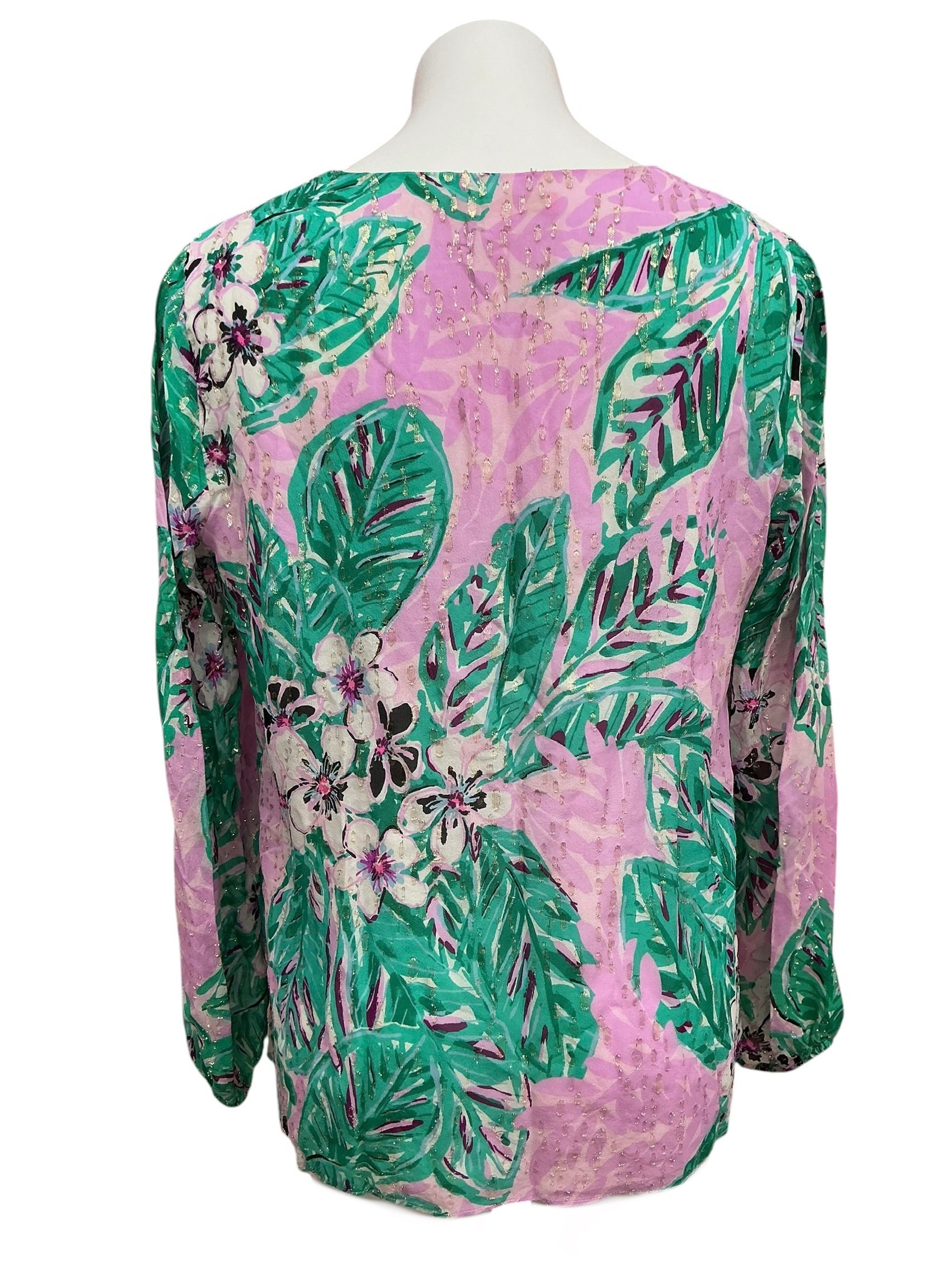 Lilly Pulitzer Aaron Silk Top Magnolia Lilac Leidees Night - Size L