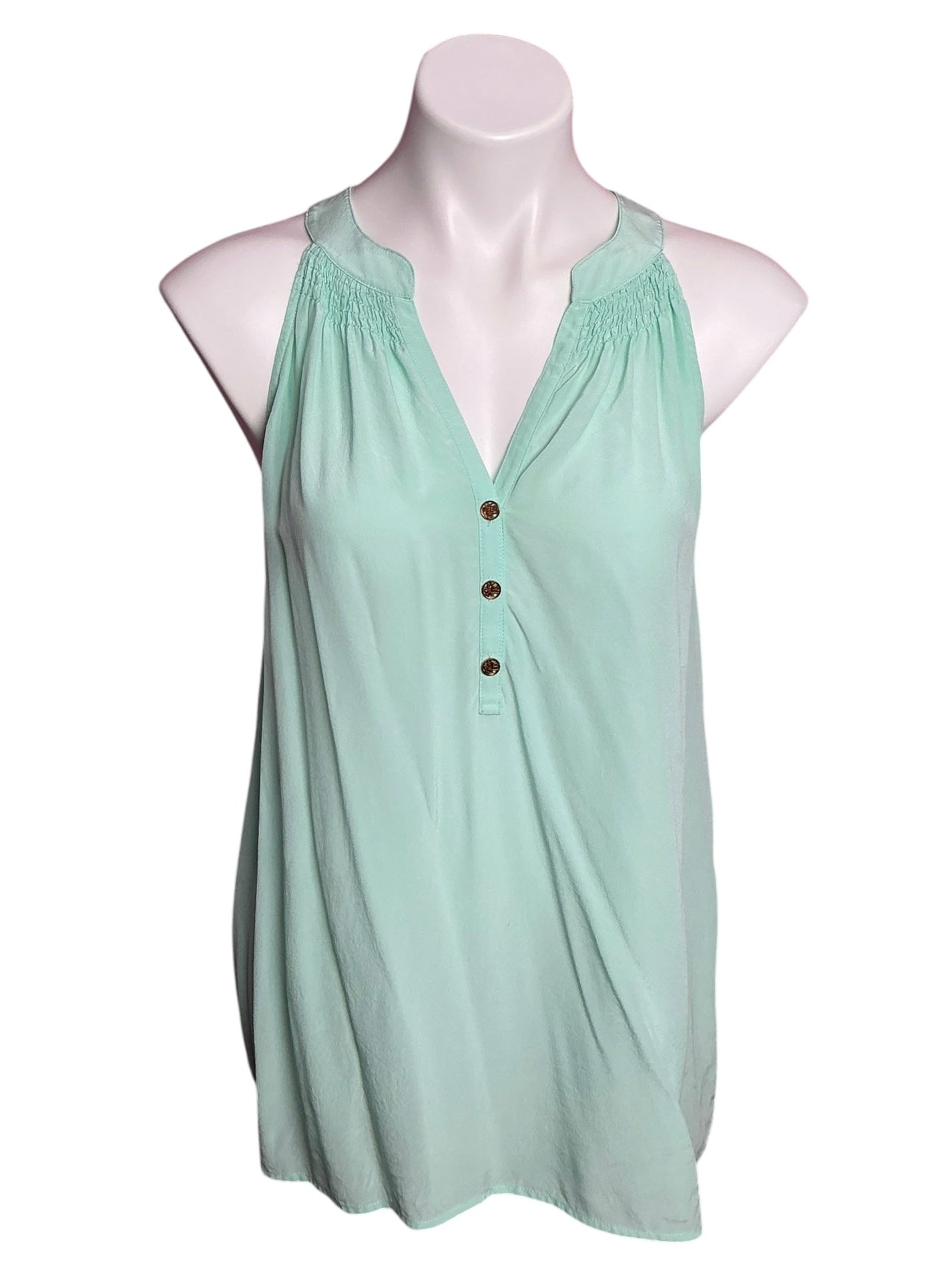 Lilly Pulitzer Bailey Silk Sleeveless Top Poolside Blue - Size XL