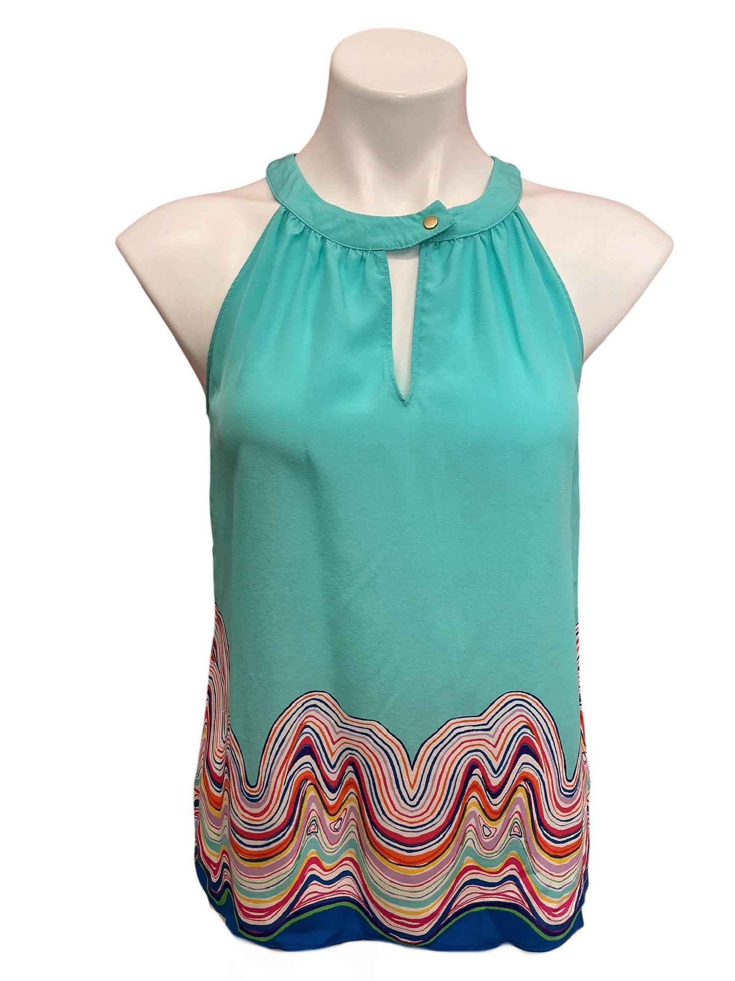 Lilly Pulitzer Rogan Silk Halter Top Shorely Blue Catch The Stripe - Size S