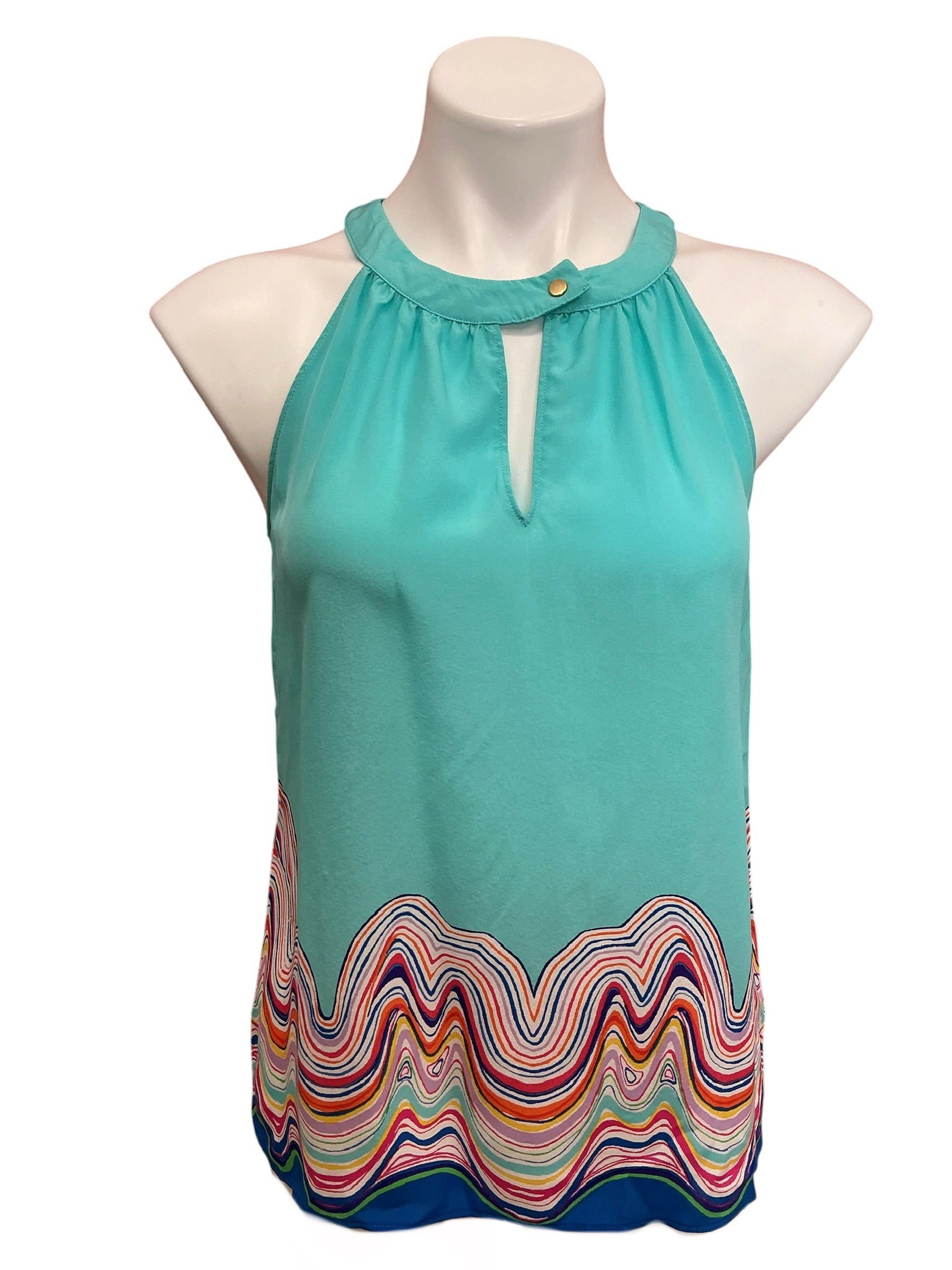 Lilly Pulitzer Rogan Silk Halter Top Shorely Blue Catch The Stripe - Size S