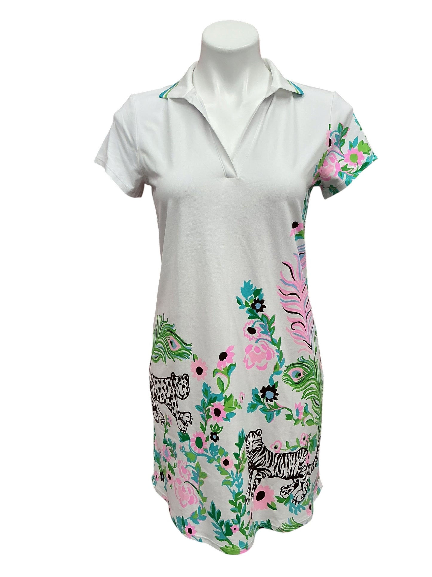 Lilly Pulitzer NWT Cayo Costa Dress UPF 50+ Resort White Royal Zoo Engineered Luxletic - Size S