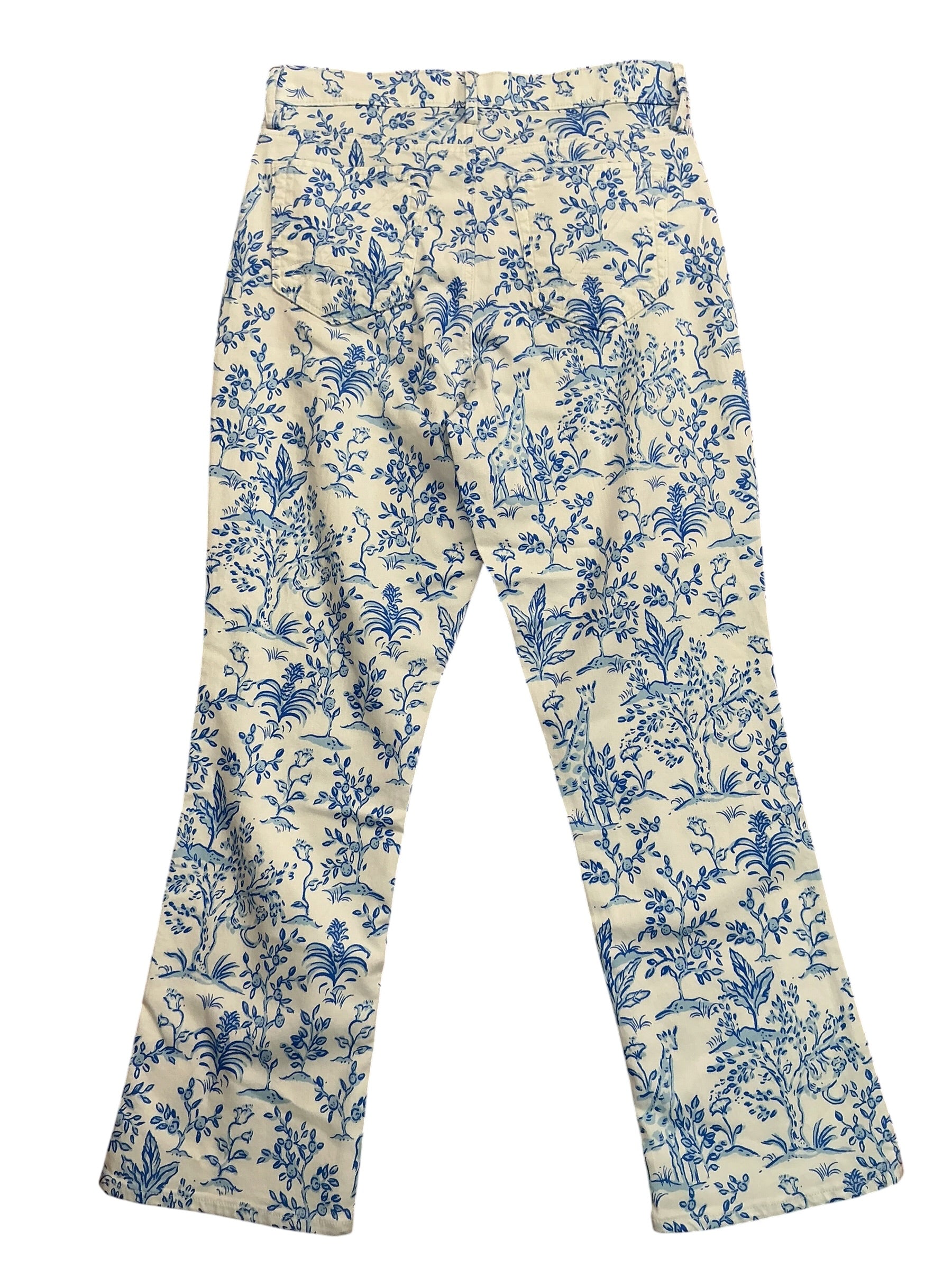 Lilly Pulitzer Annet High Rise Crop Flare Jeans Resort White Tall Tales - Size 8