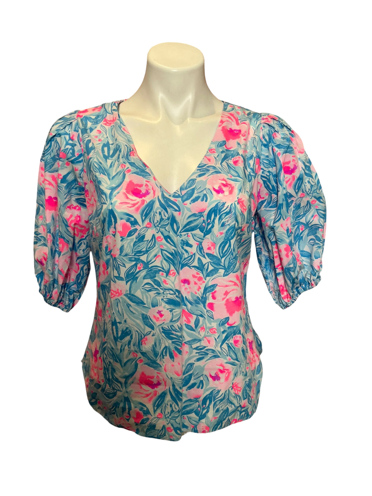Lilly Pulitzer Ivee Top Bondi Blue My Little Peony - Size S