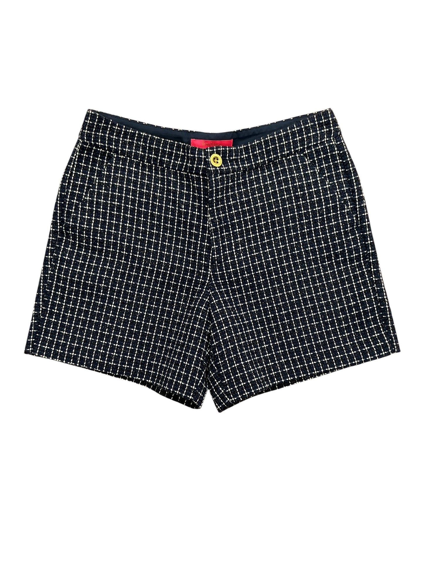 Lilly Pulitzer NWT Gretchen High Rise Shorts Low Tide Navy Fantasy Checkerboard - Size 4