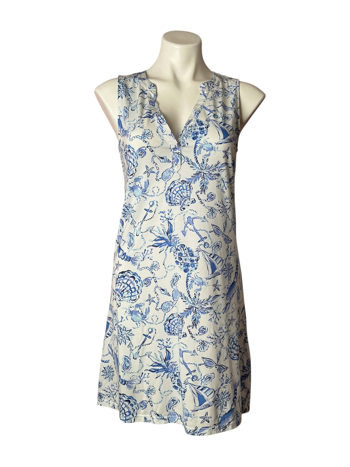 Lilly Pulitzer Dev Dress Resort White Barefoot Beachcombers - Size S