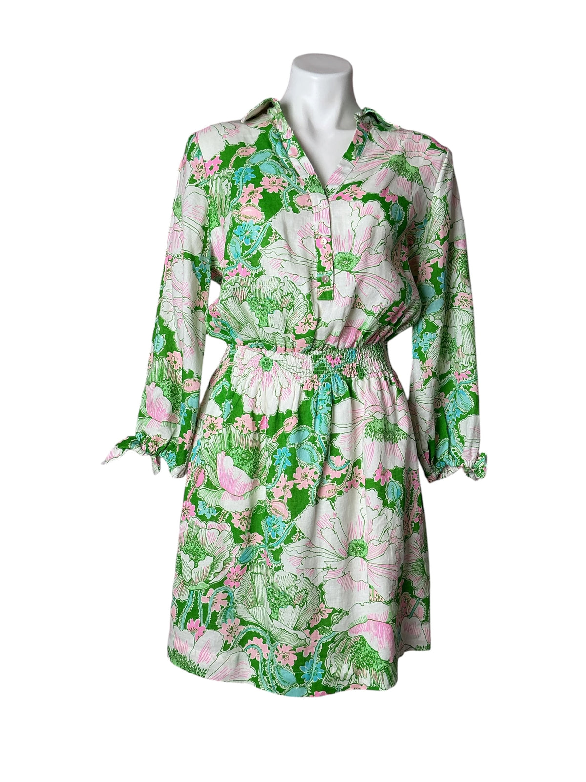 Lilly Pulitzer NWT Abralynn Linen Shirt Dress Putting Green Poppyland - Size 10