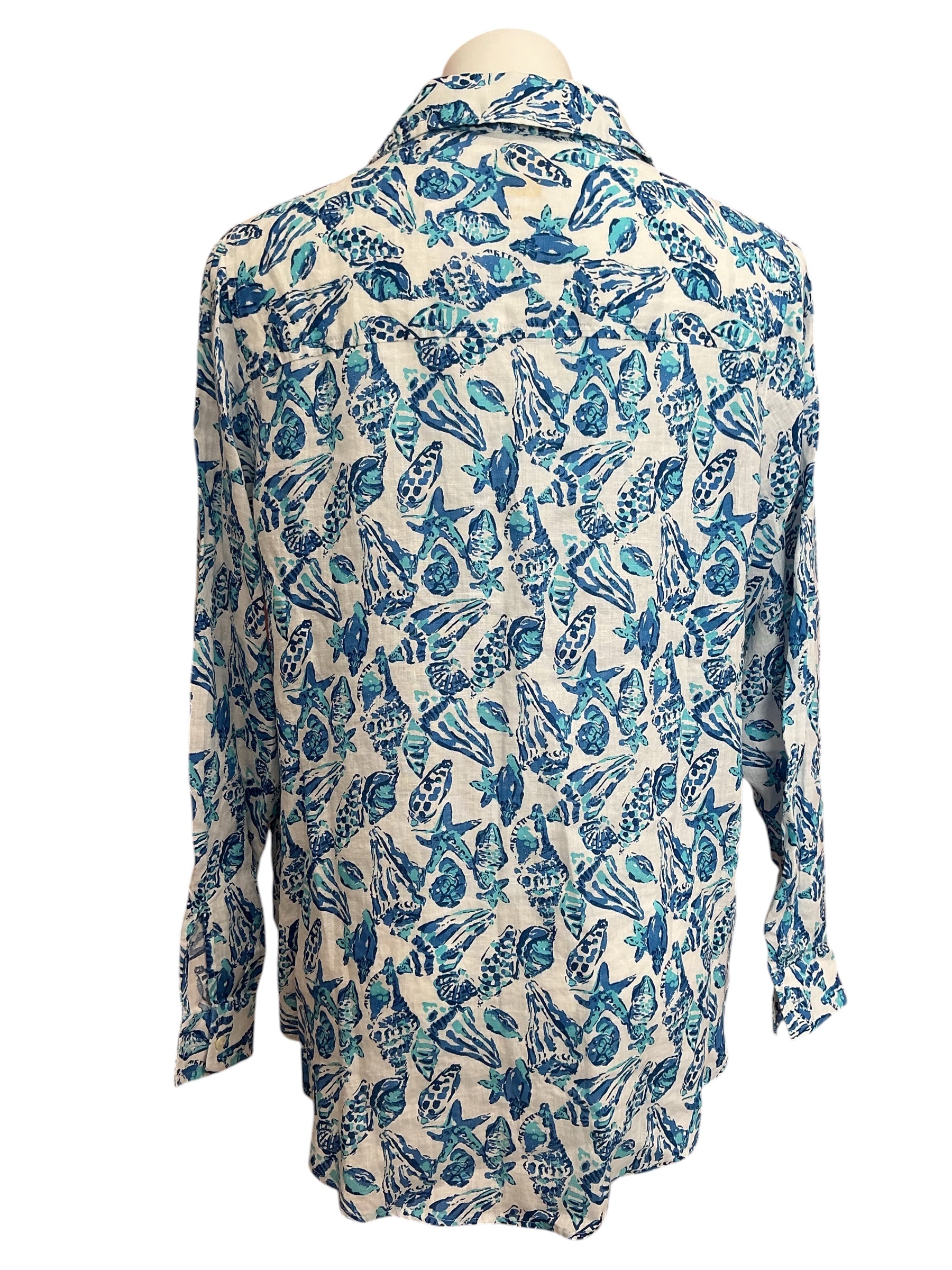 Lilly Pulitzer NWT Sea View Button Down Top Resort White Shell Collector - Size XXL
