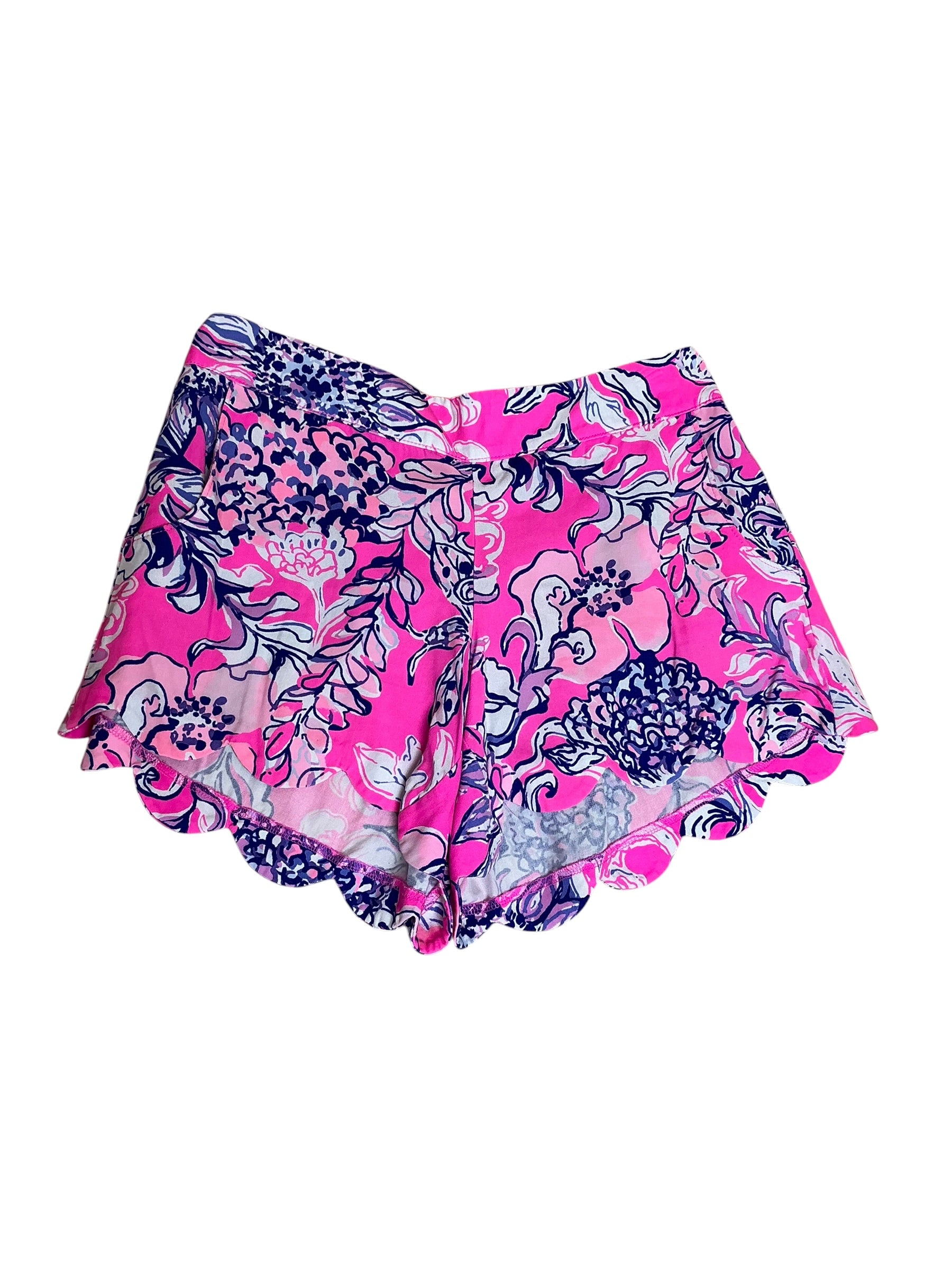 Lilly Pulitzer Dahlia Scalloped Shorts Pink Tropics Sundrenched - Size M
